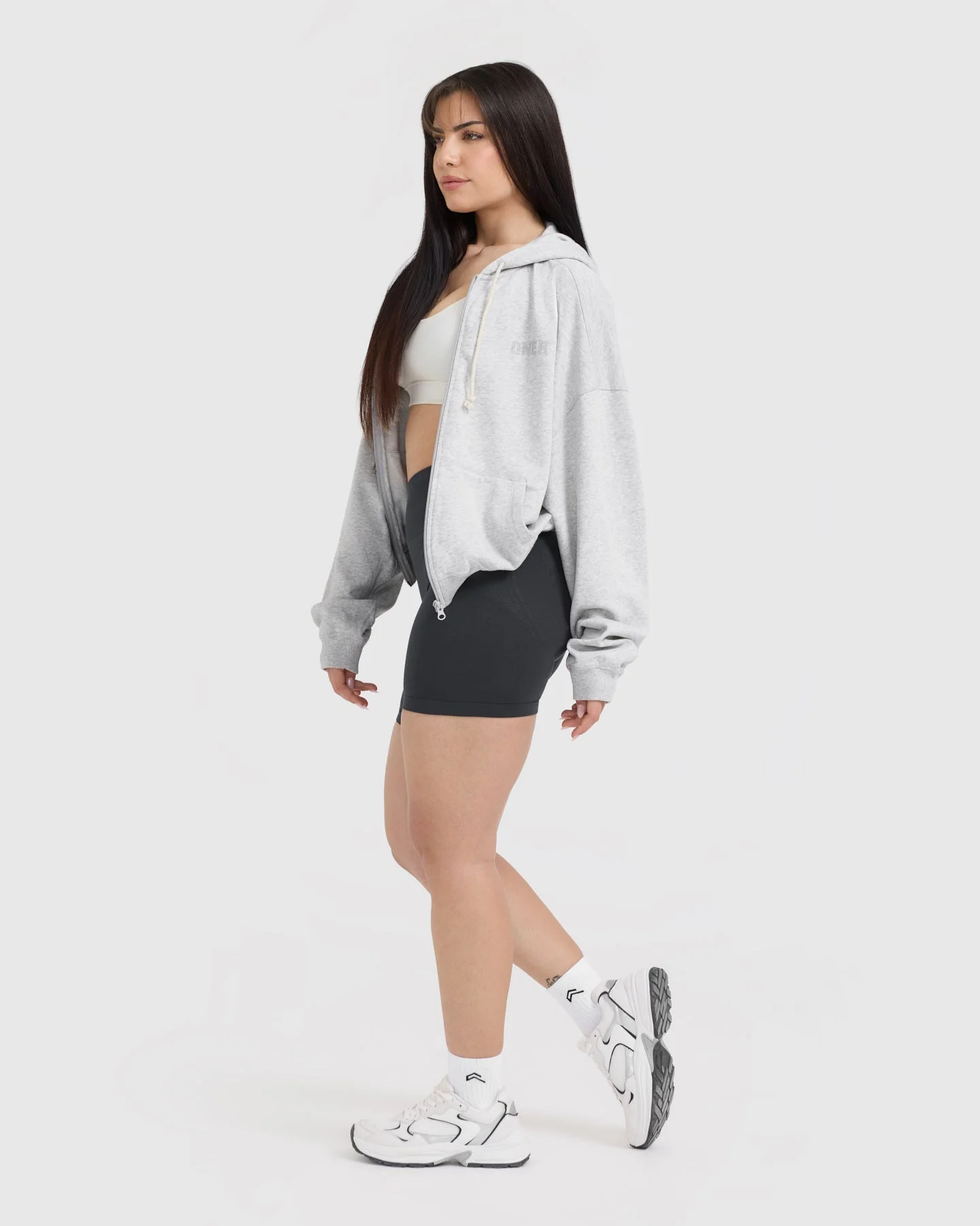Raw Lounge Oversized Zip Hoodie | Light Grey Marl - Image 3