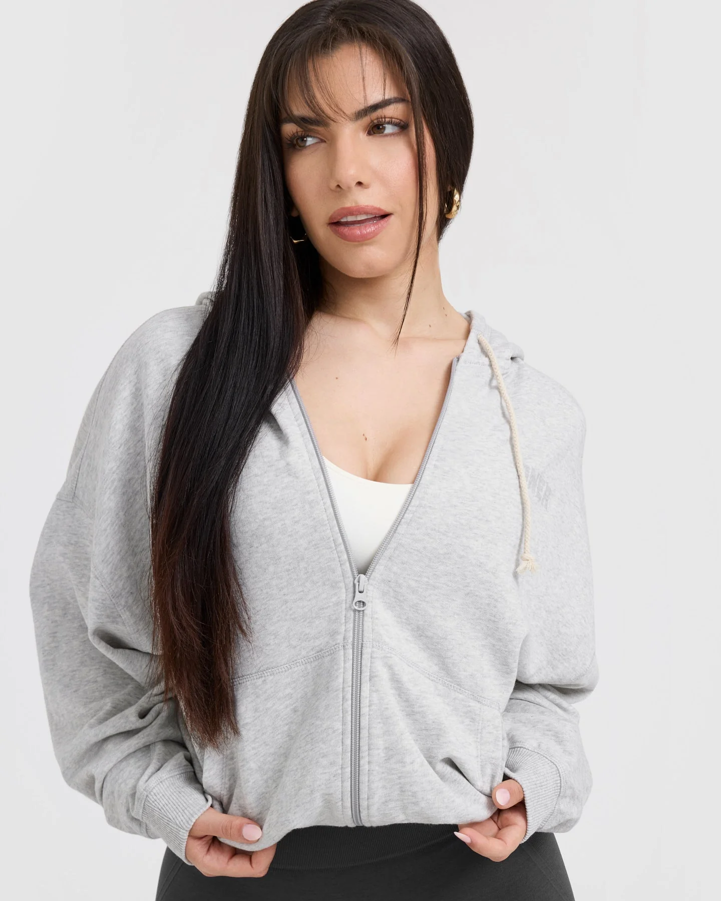 Raw Lounge Oversized Zip Hoodie | Light Grey Marl - Image 4