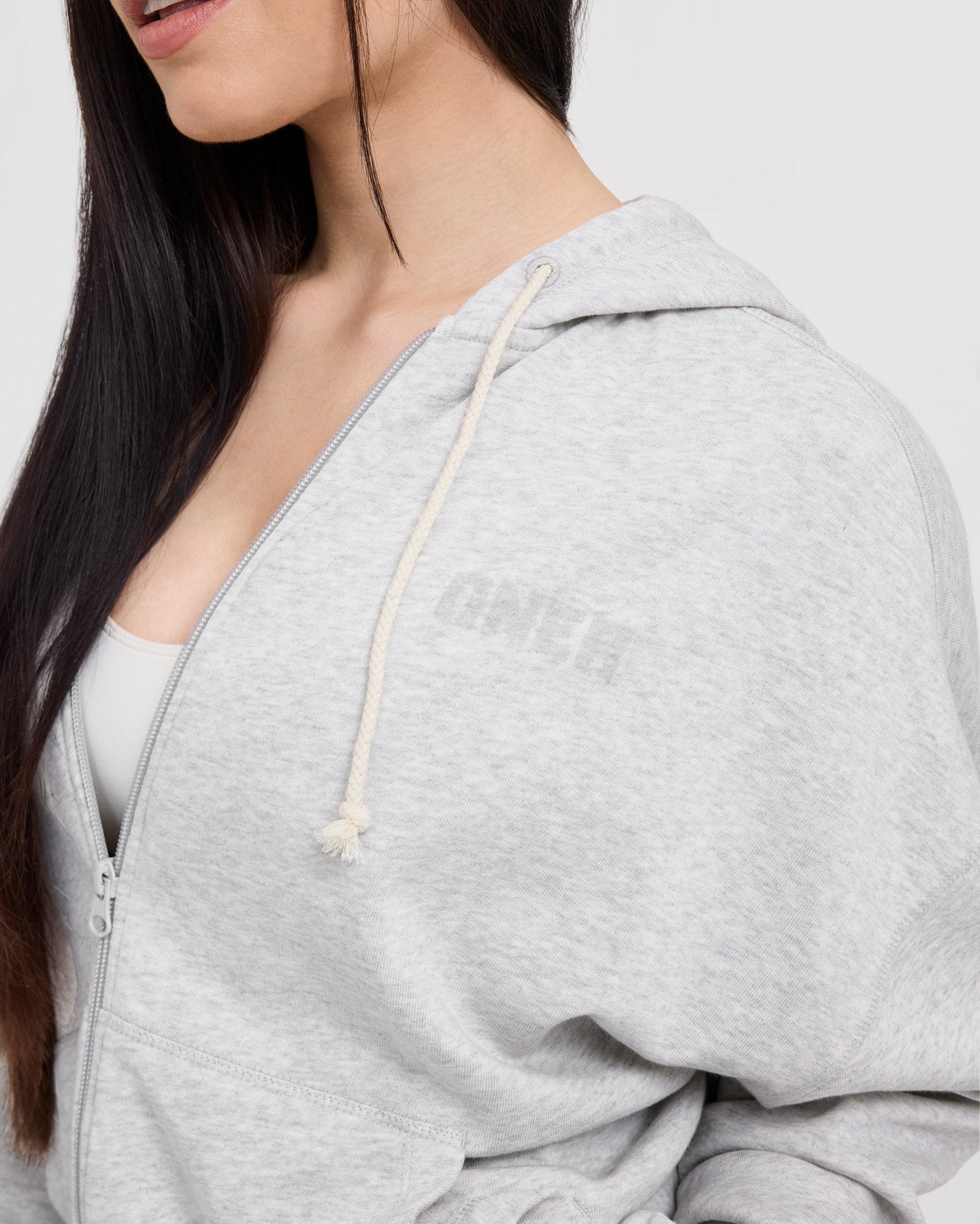 Raw Lounge Oversized Zip Hoodie | Light Grey Marl - Image 5