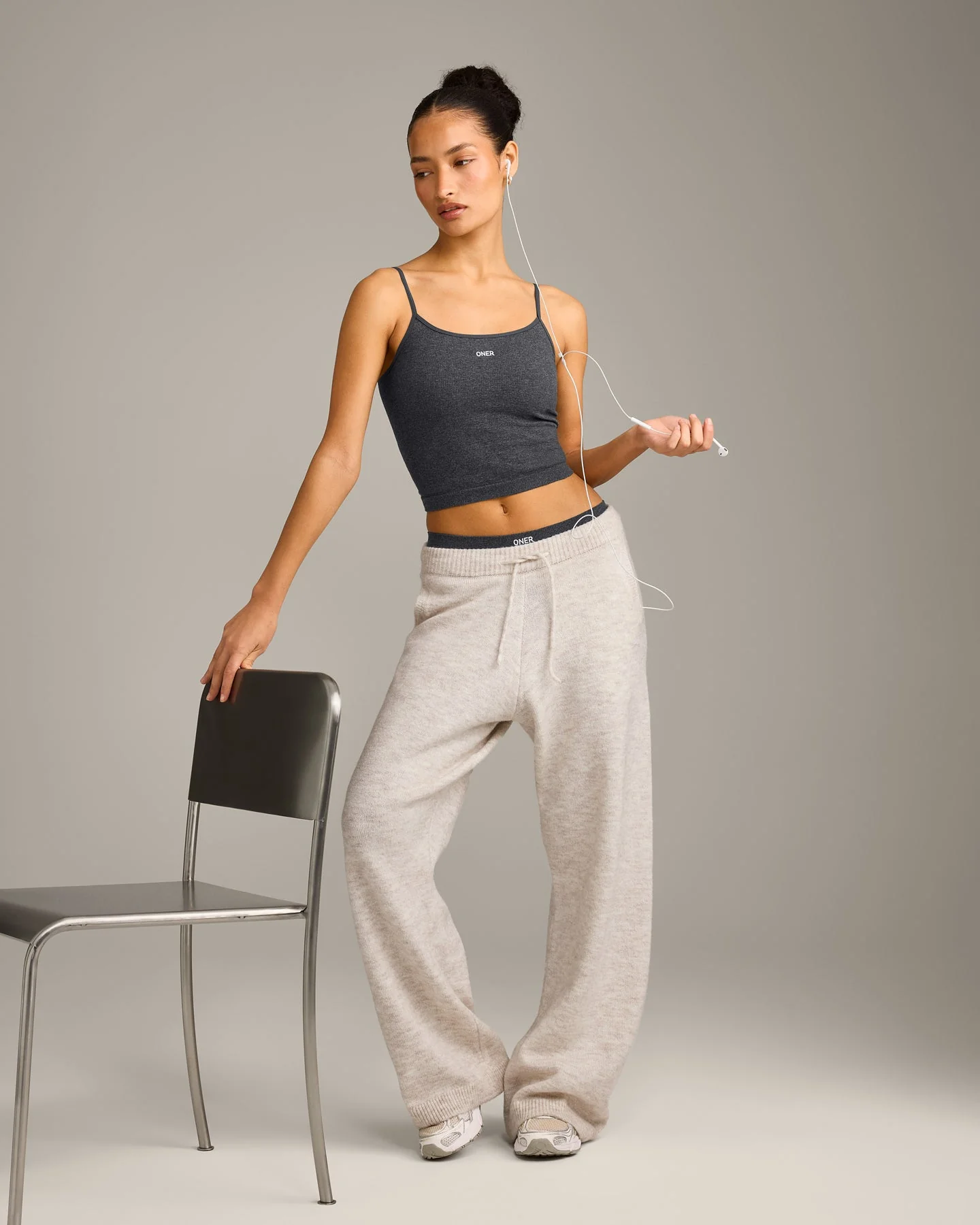 Seamless Strappy Vest | Charcoal Marl - Image 3