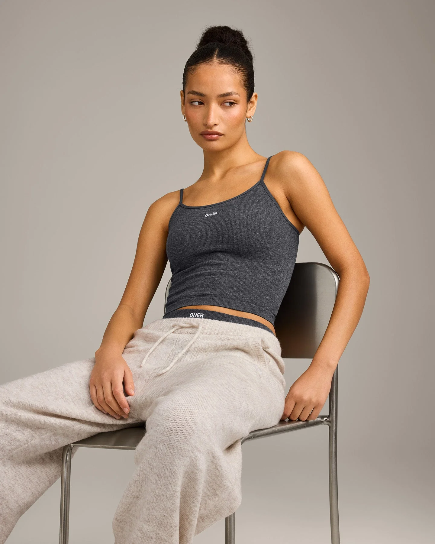 Seamless Strappy Vest | Charcoal Marl - Image 6