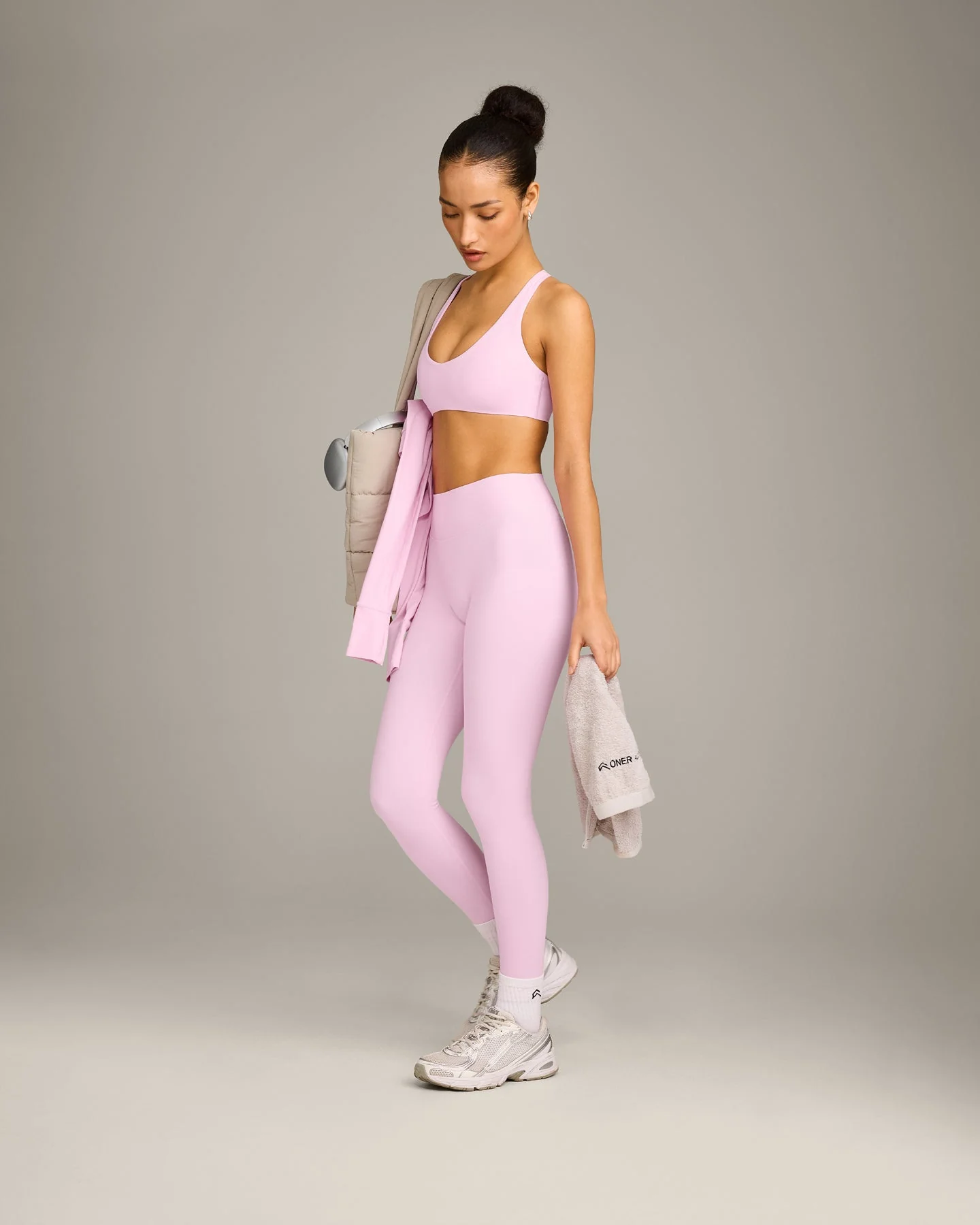 SoftMotion™ Bralette with Grey Logo | Chalk Pink - Image 3