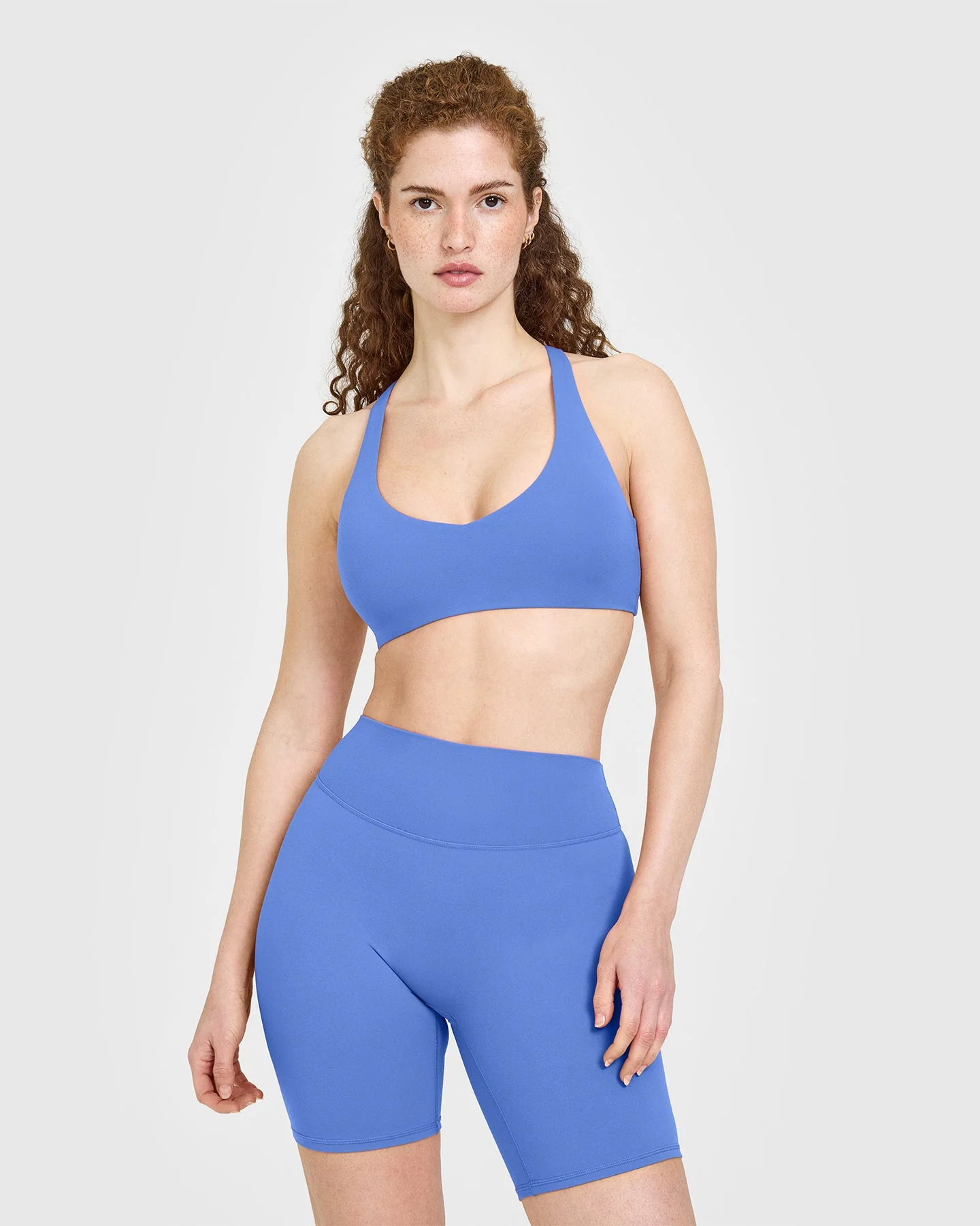 SoftMotion™ Bralette with White Logo | Glaucous Blue