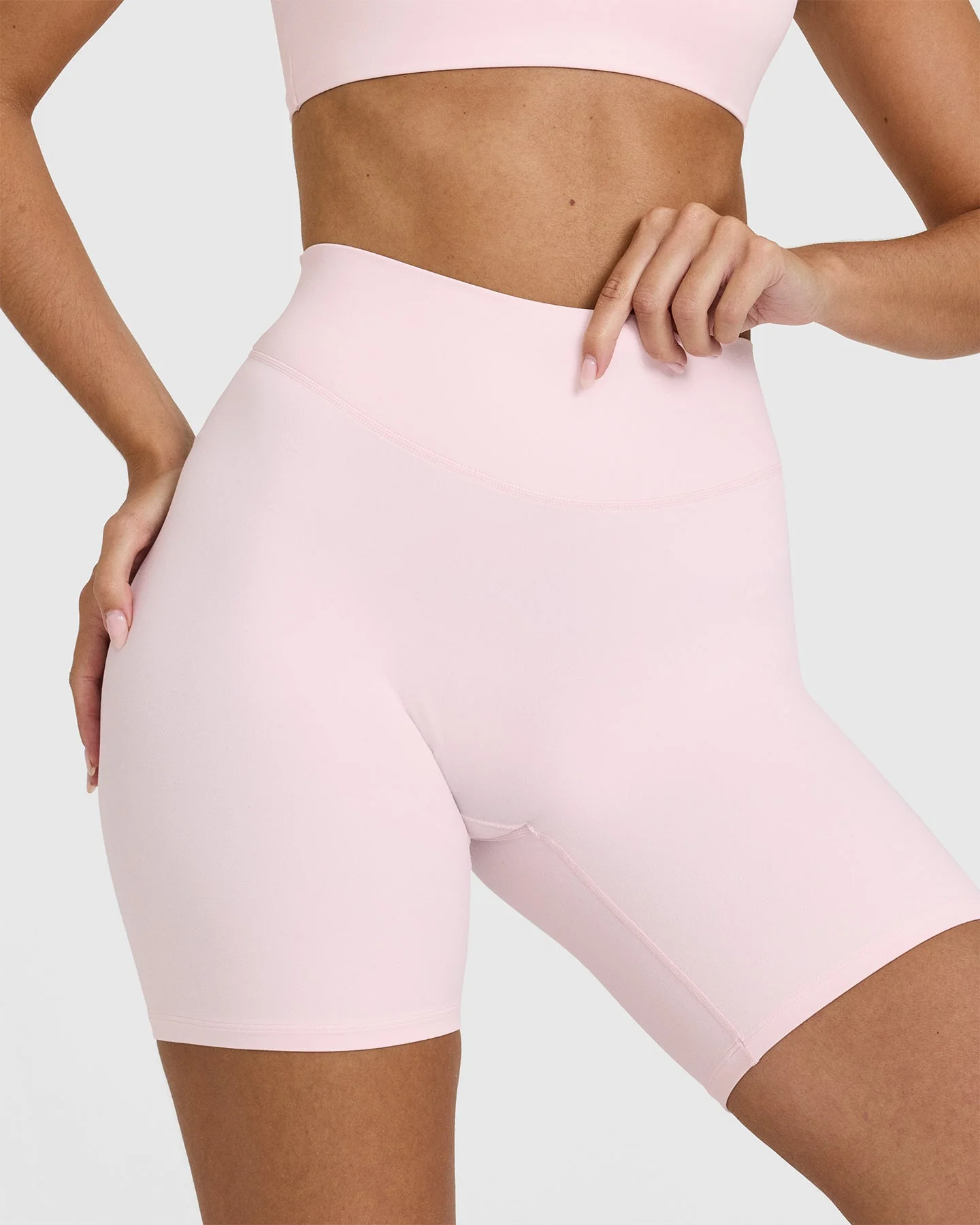 SoftMotion™ Cycling Shorts 8" with White Logo | Ballet Pink - Image 4