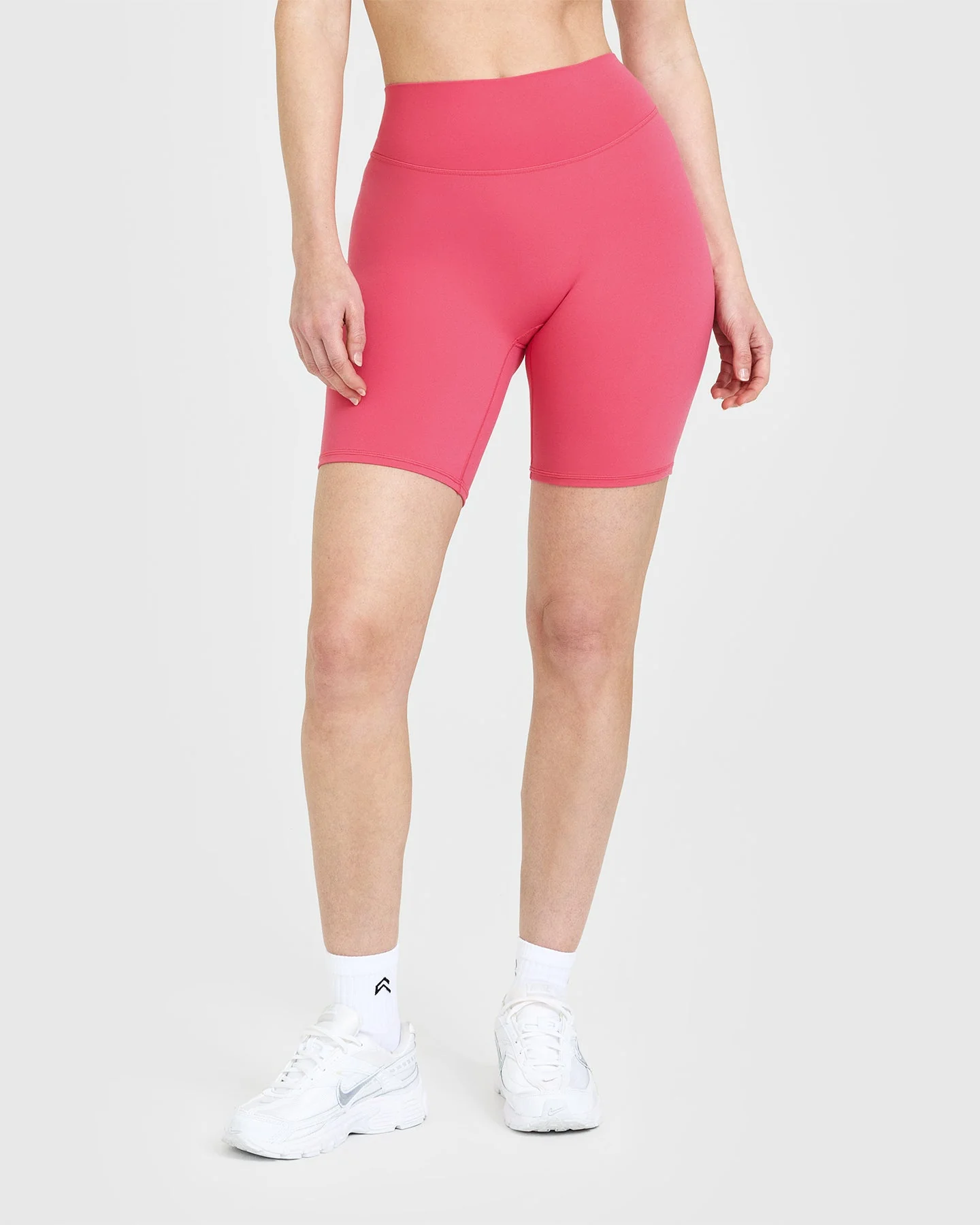 SoftMotion™ Cycling Shorts 8" with White Logo | Dark Velvet Pink - Image 2
