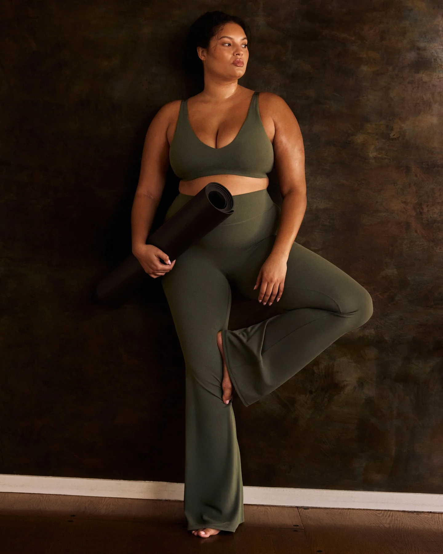SoftMotion™ Flared Bottoms with Grey Logo | Dark Khaki - Image 3