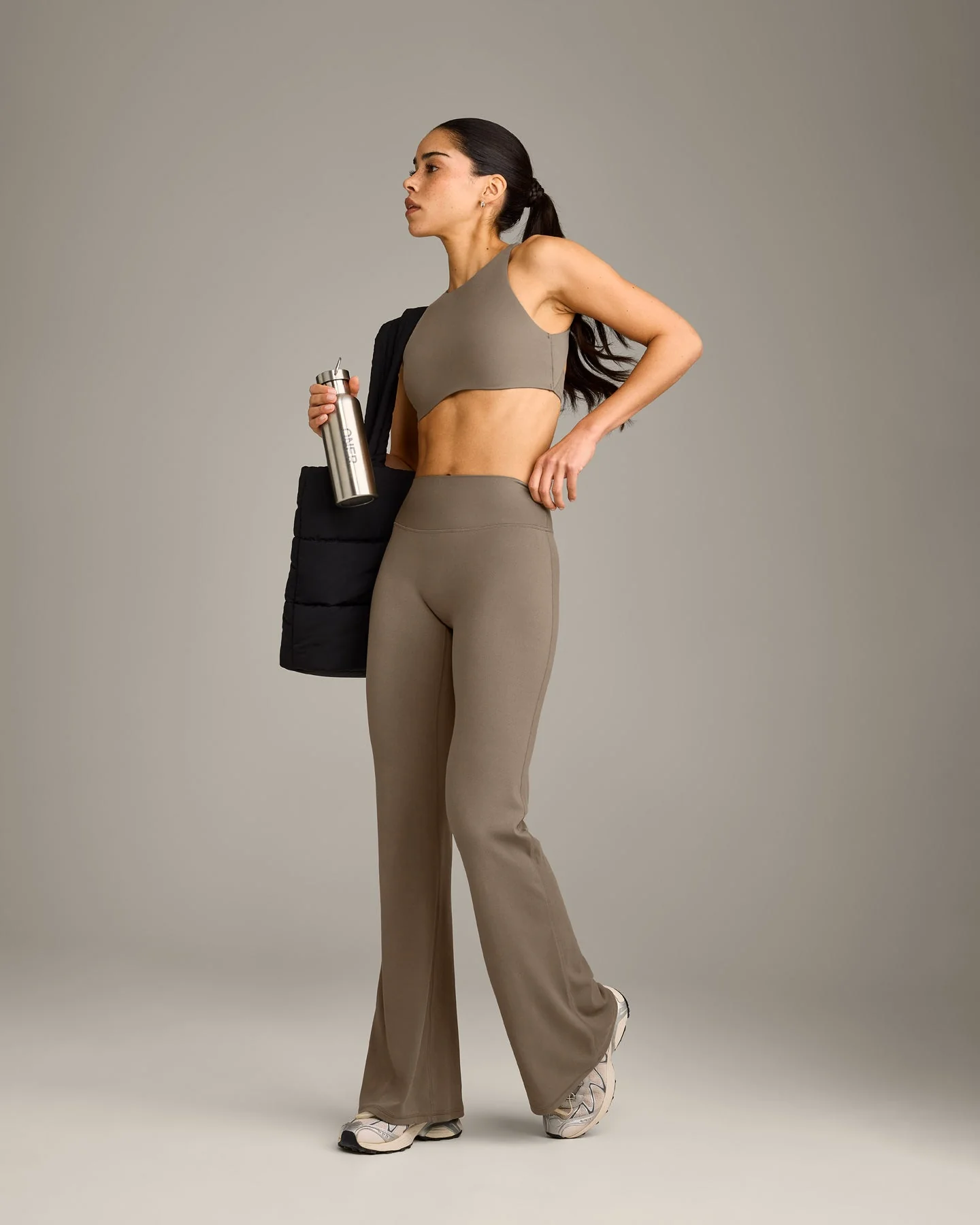 SoftMotion™ Flared Bottoms with Grey Logo | Moss Brown - Image 3