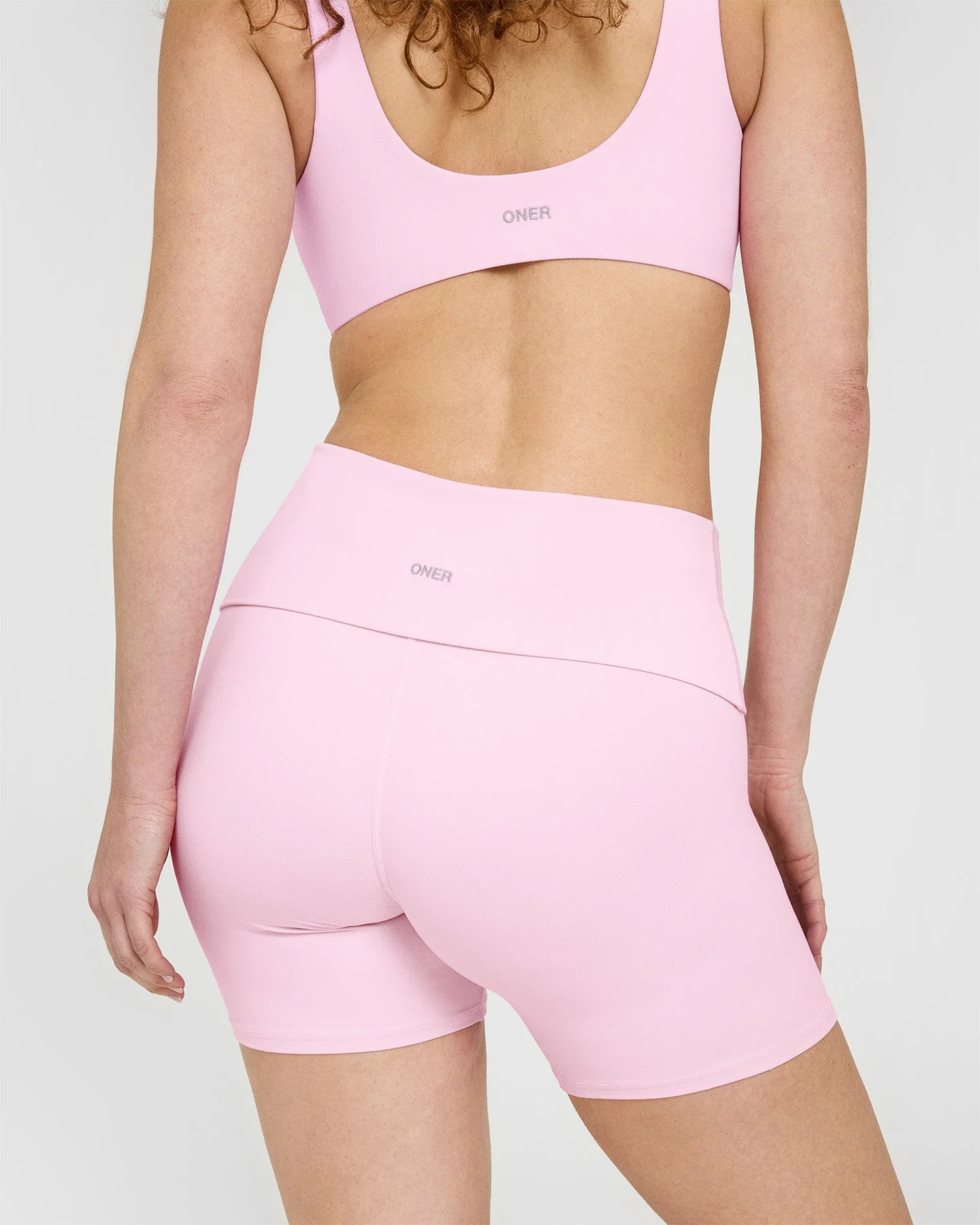 SoftMotion™ Fold Over Shorts 6" with White Logo | Chalk Pink - Image 4