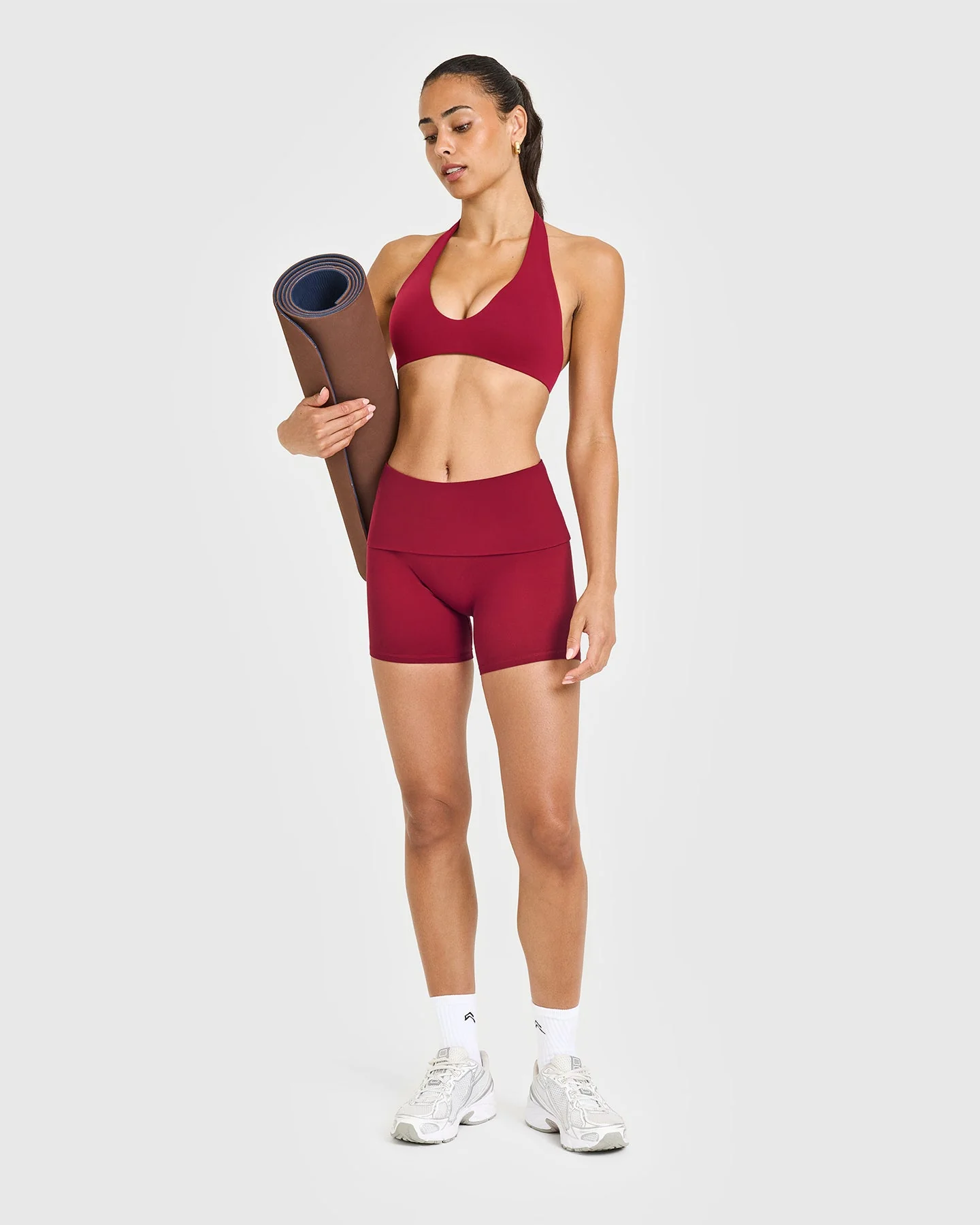 SoftMotion™ Fold Over Shorts 6" with White Logo | Ruby Red - Image 3