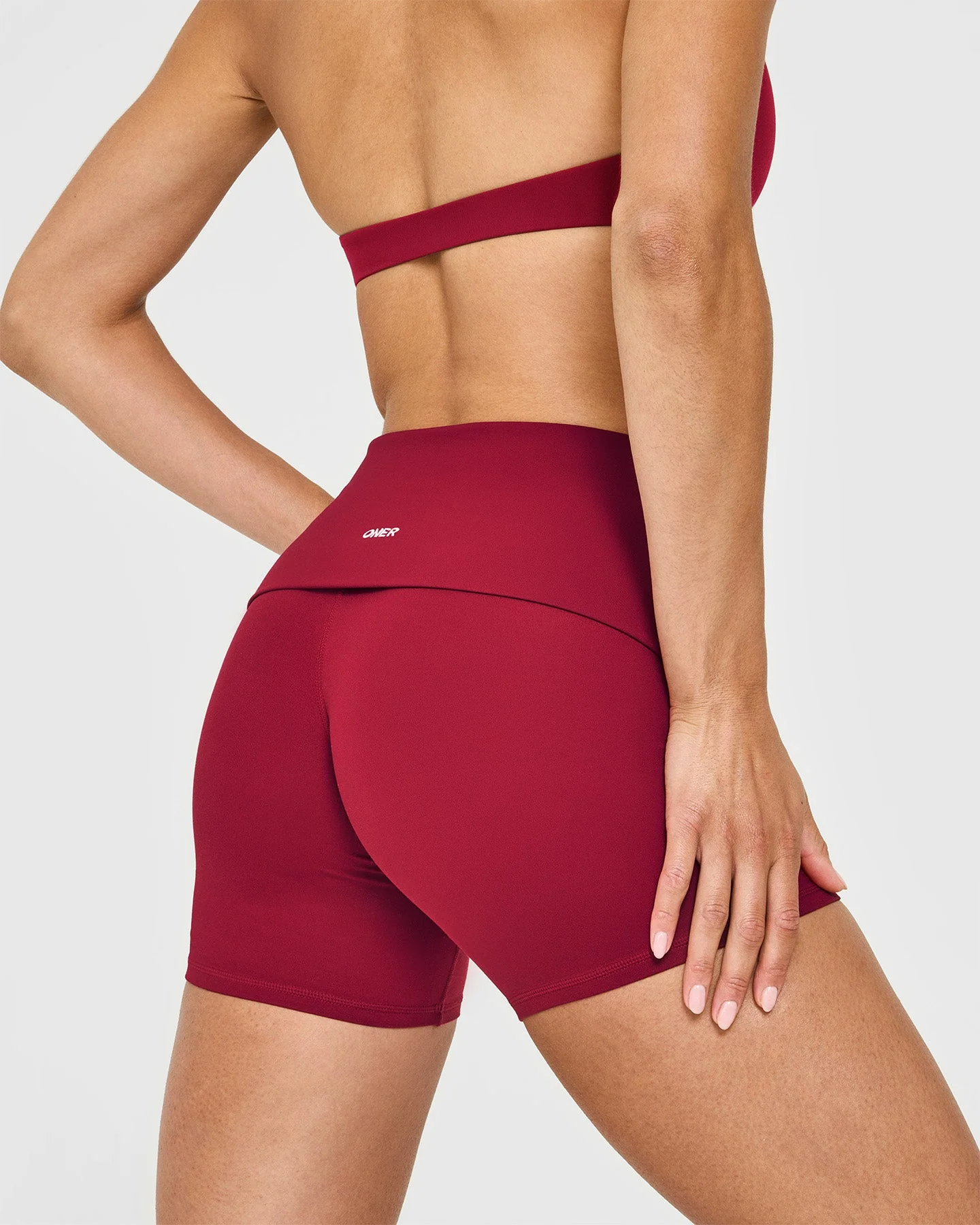 SoftMotion™ Fold Over Shorts 6" with White Logo | Ruby Red - Image 5