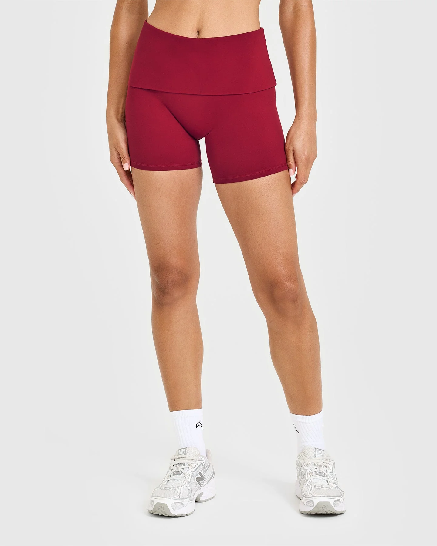SoftMotion™ Fold Over Shorts 6" with White Logo | Ruby Red - Image 6