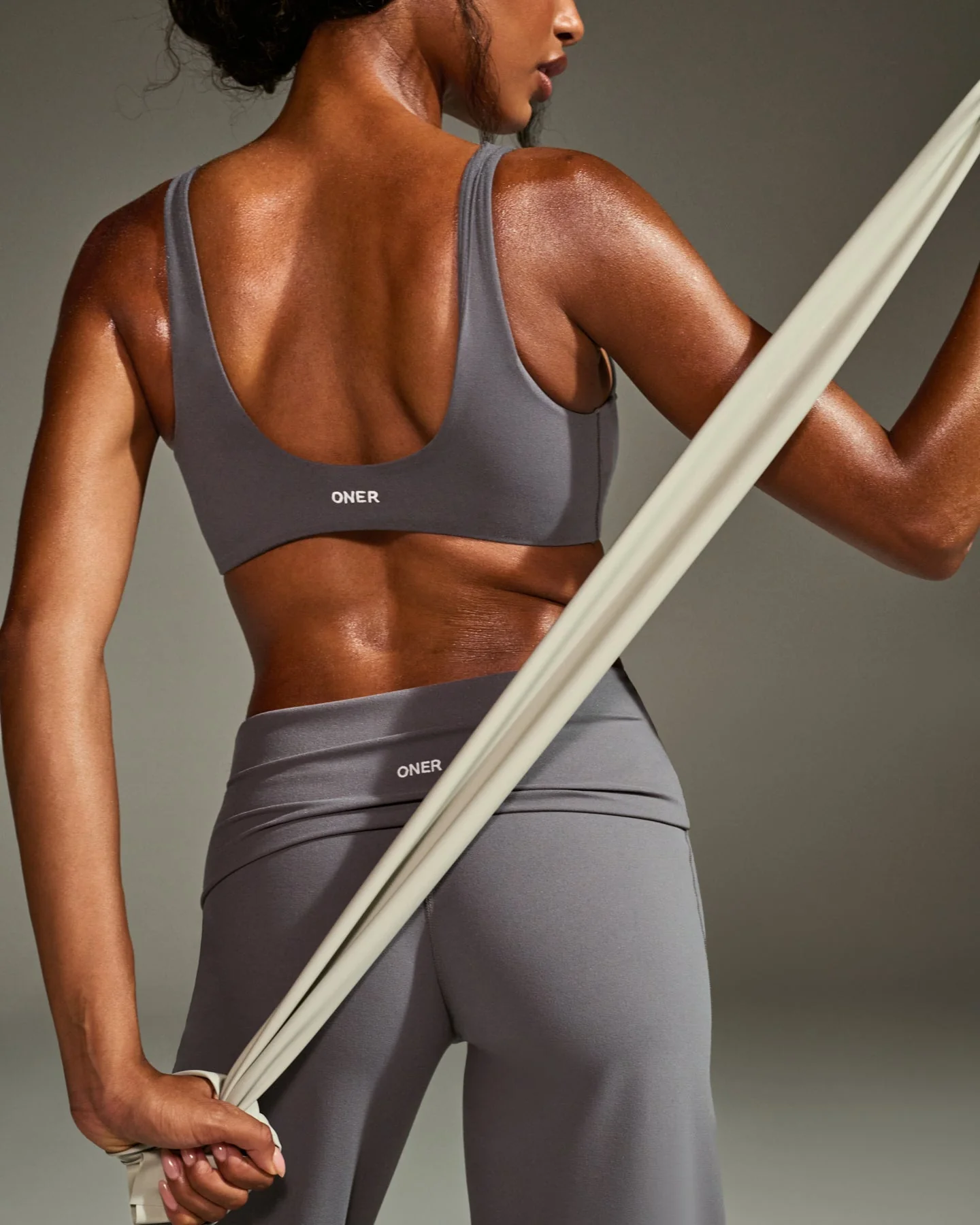 SoftMotion™ Fold Over Straight Leg Bottoms with White Logo | Ash Grey - Image 3