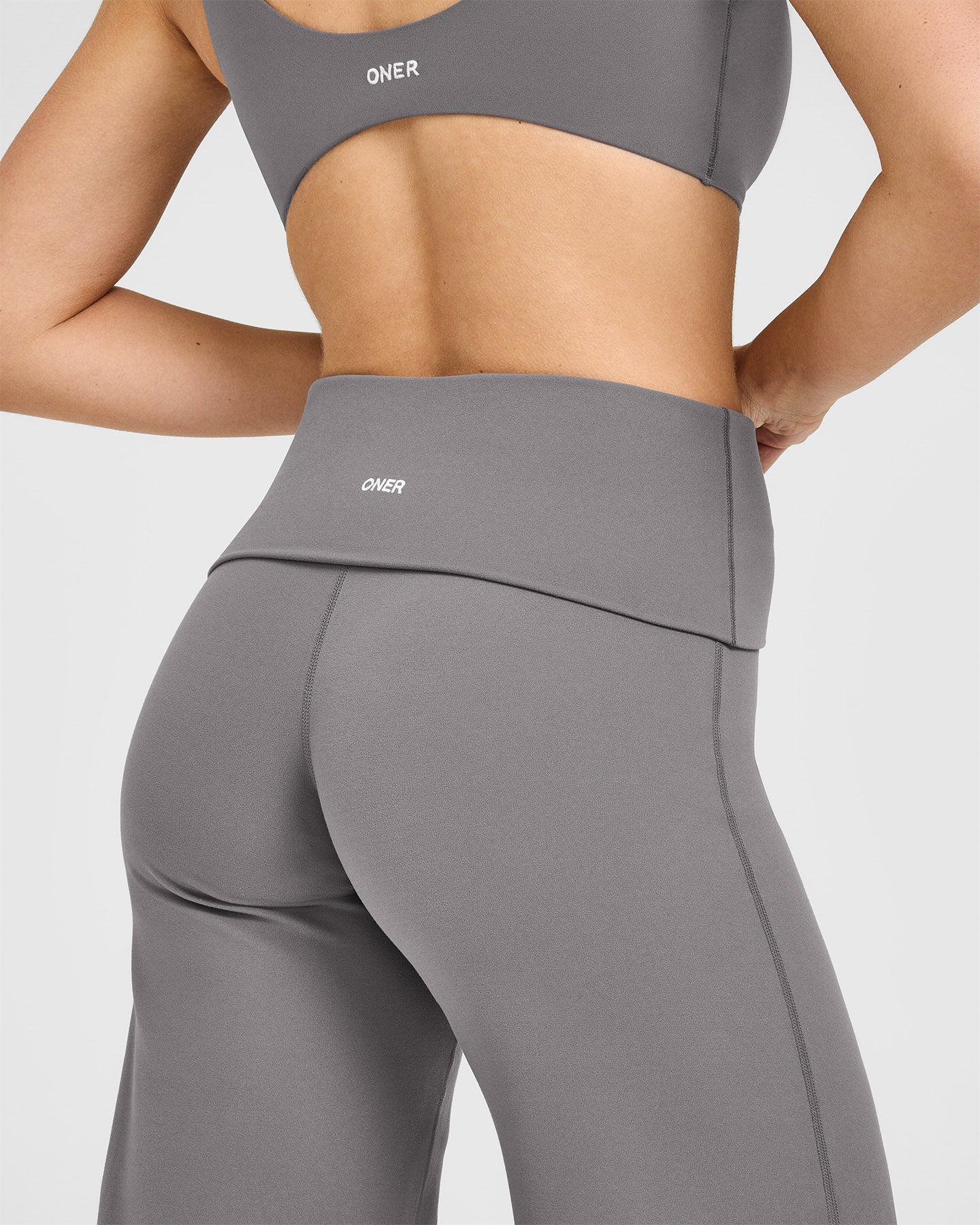 SoftMotion™ Fold Over Straight Leg Bottoms with White Logo | Ash Grey - Image 6