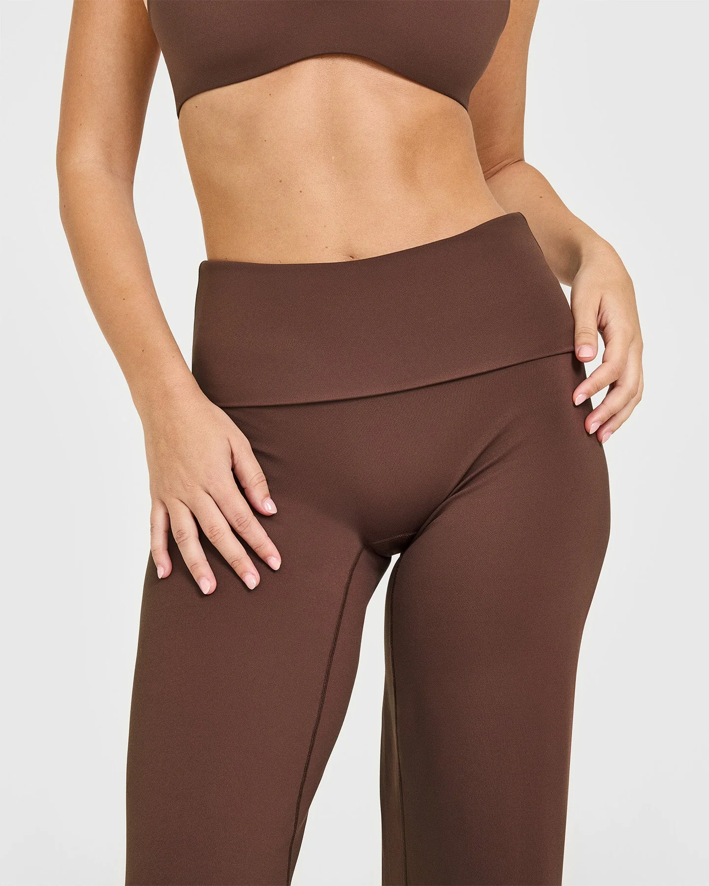 SoftMotion™ Fold Over Straight Leg Bottoms with White Logo | Espresso Brown - Image 4