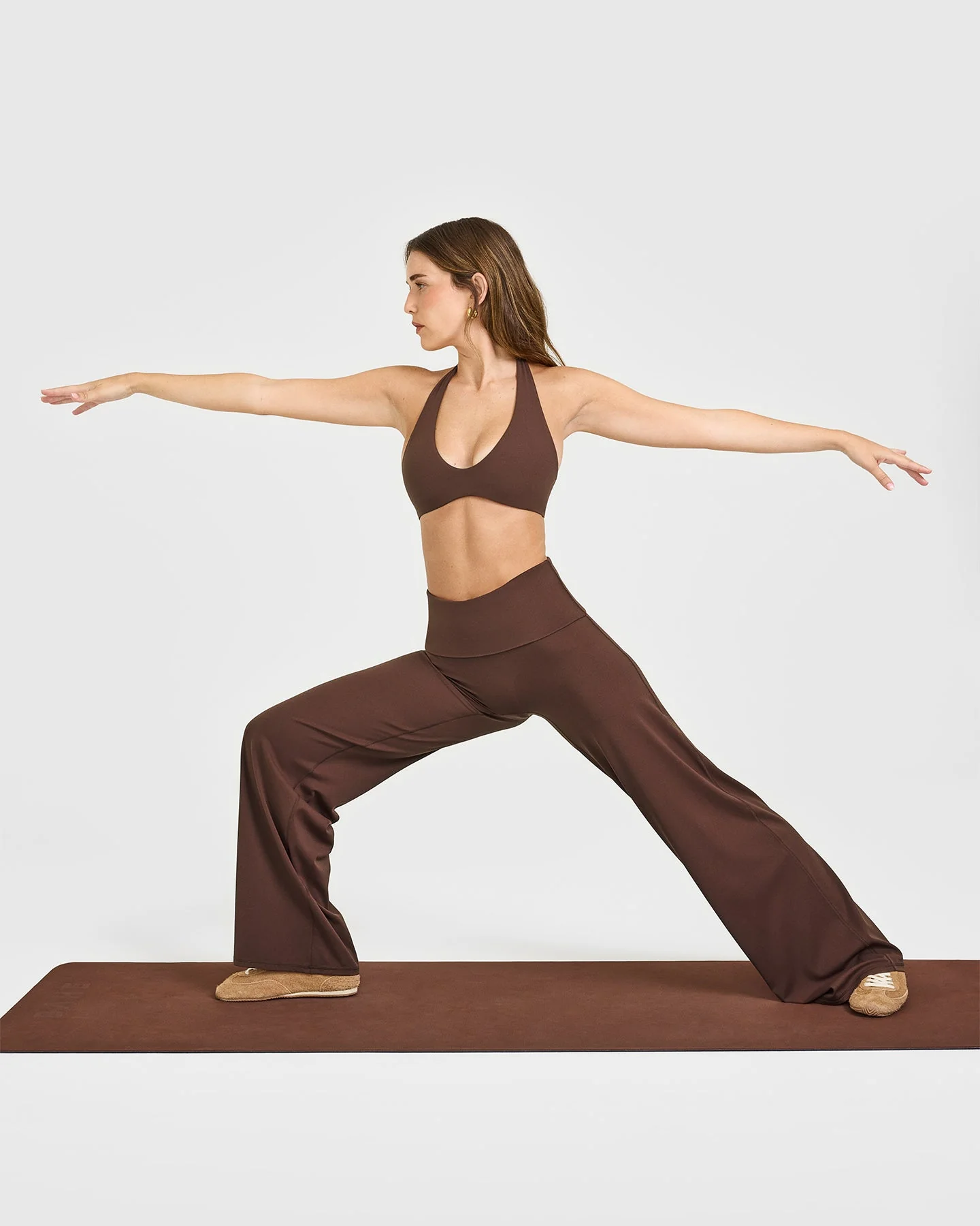 SoftMotion™ Fold Over Straight Leg Bottoms with White Logo | Espresso Brown - Image 5