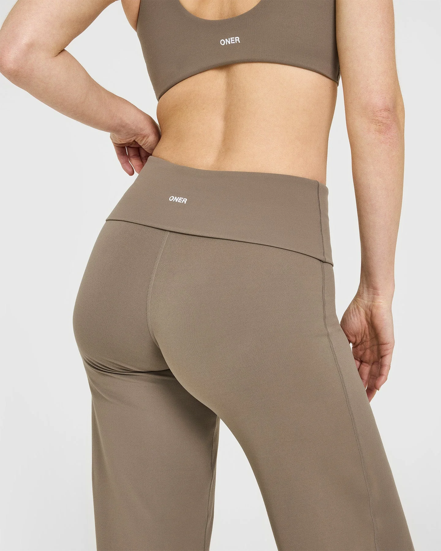 SoftMotion™ Fold Over Straight Leg Bottoms with White Logo | Moss Brown - Image 4