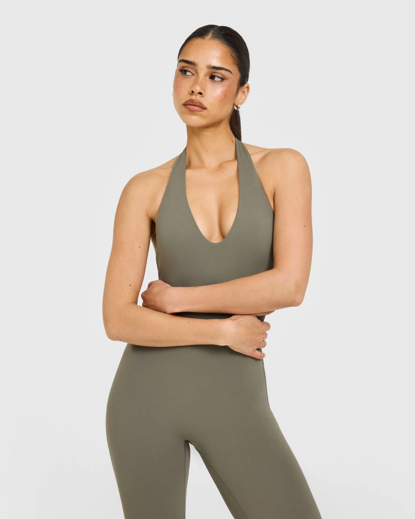SoftMotion™ Halter Neck All In One Long with White Logo | Alpine Green - Image 5