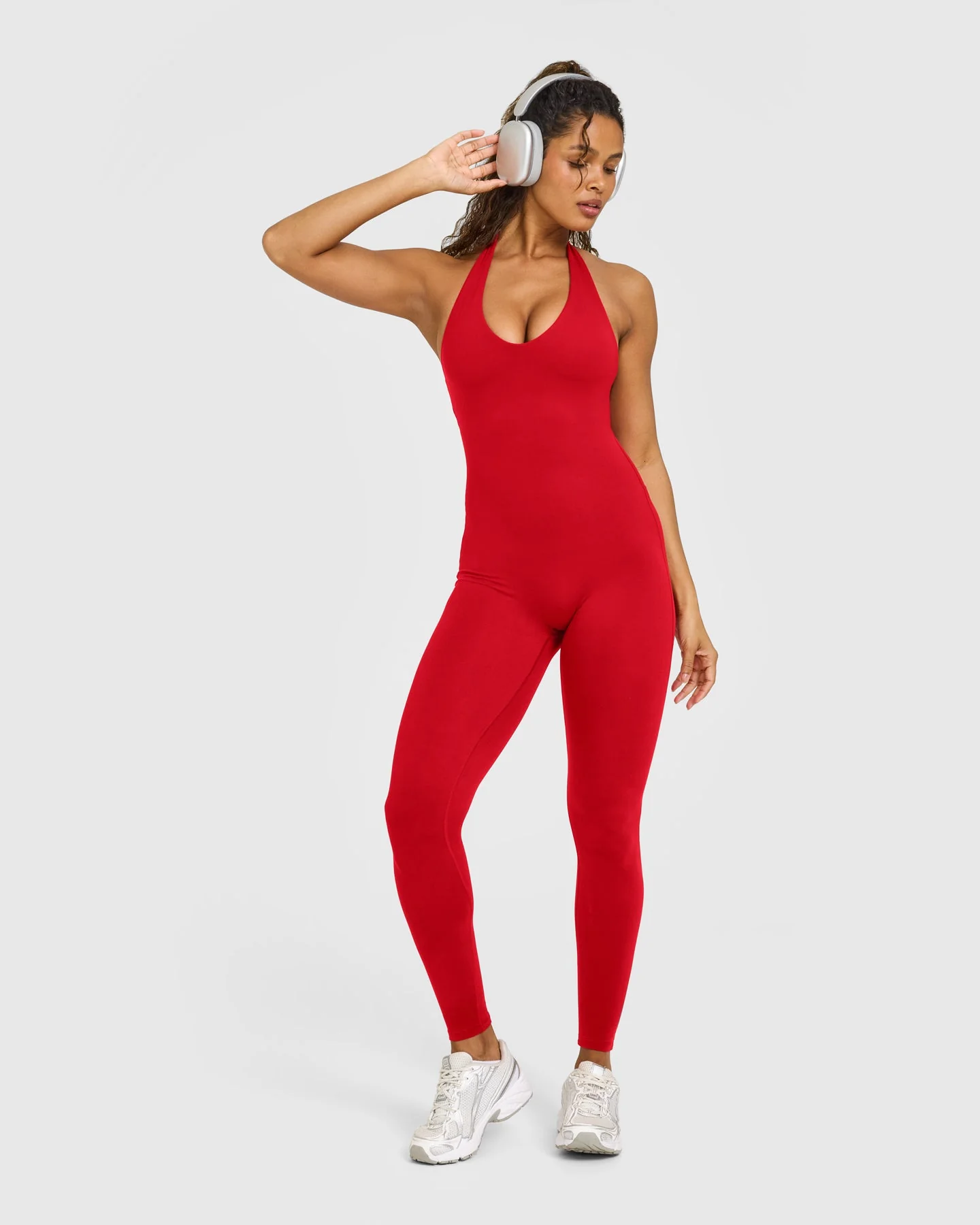 SoftMotion™ Halter Neck All In One Long with White Logo | Light Toasted Red - Image 3
