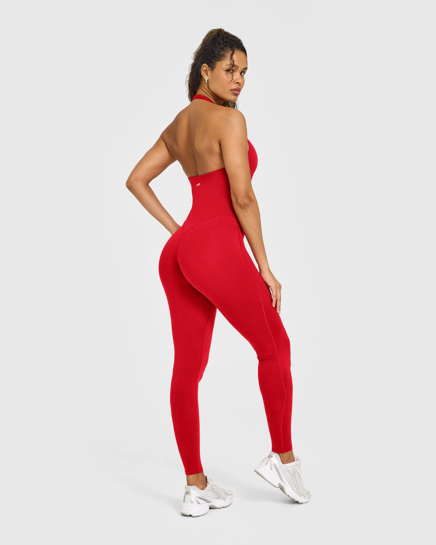 SoftMotion™ Halter Neck All In One Long with White Logo | Light Toasted Red - Image 6