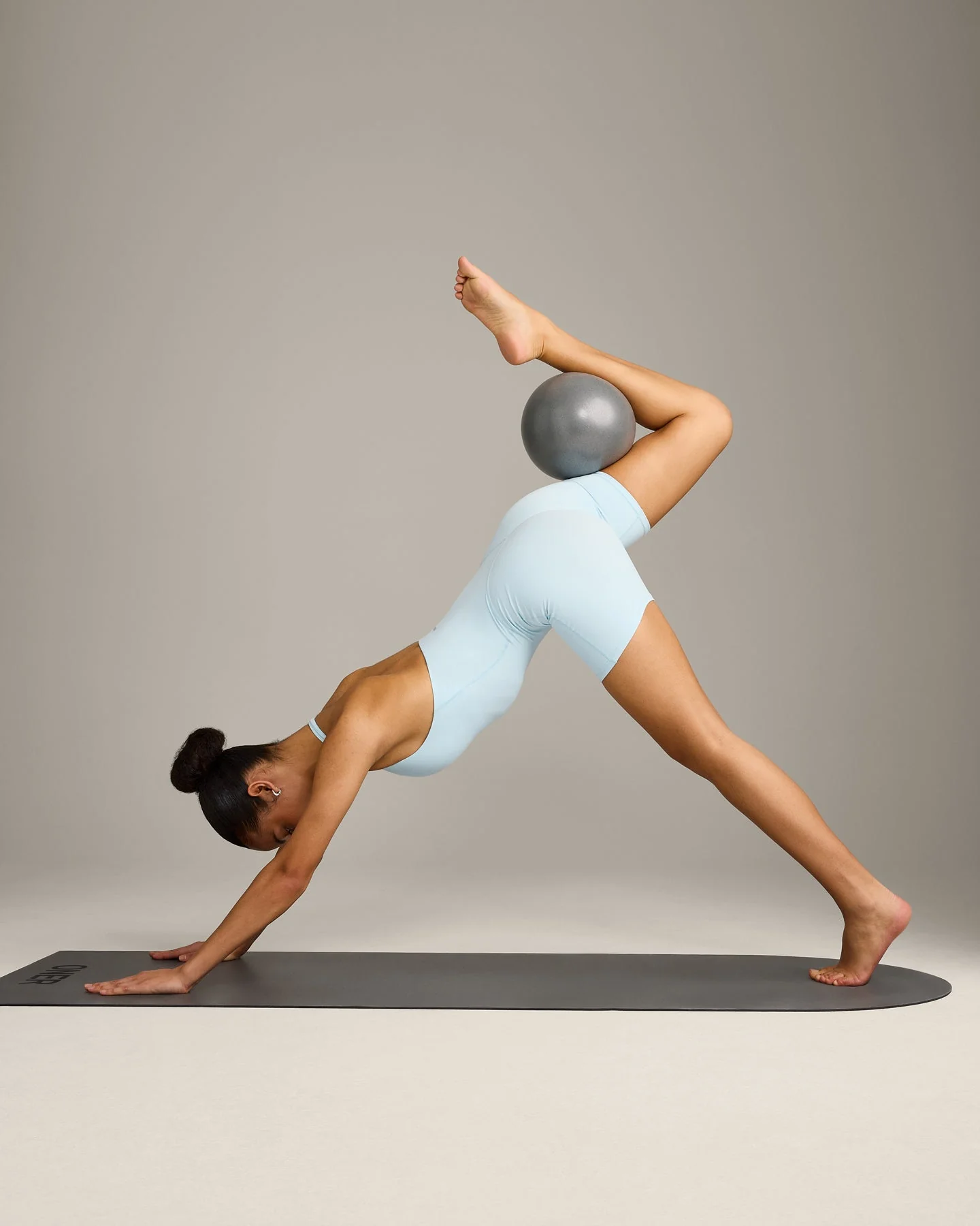 SoftMotion™ Halter Neck All In One Short with Grey Logo | Cloud Blue - Image 3