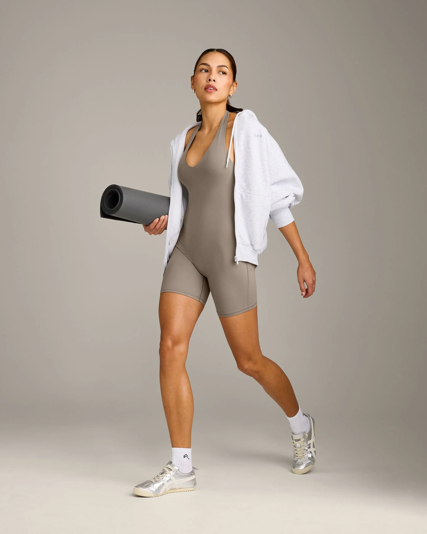 SoftMotion™ Halter Neck All In One Short with Grey Logo | Minky - Image 3