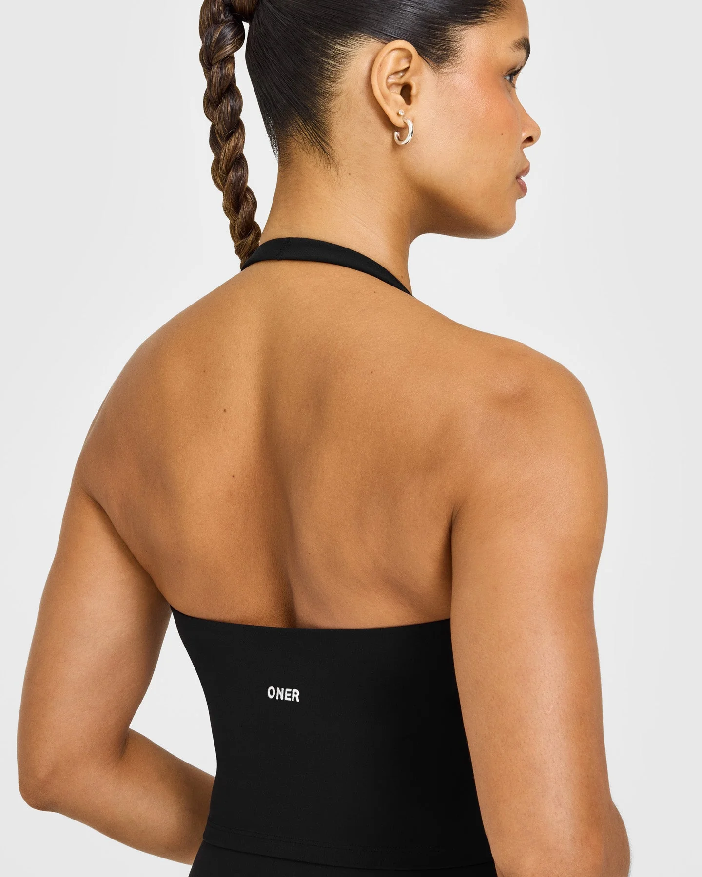SoftMotion™ Halter Neck Mid Vest with Built in Bra Shelf with White Logo | Black - Image 6