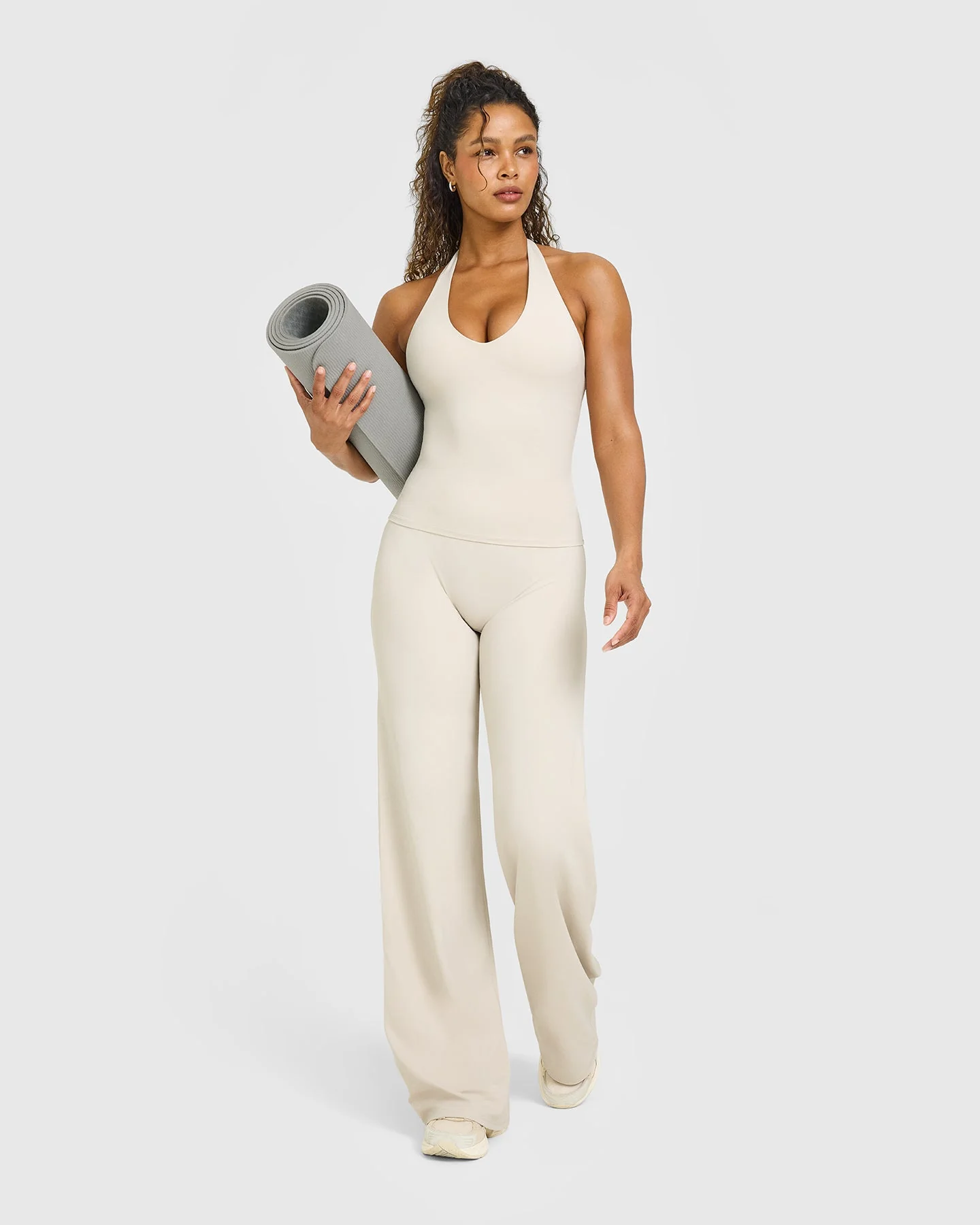 SoftMotion™ Halter Neck Vest with Built in Bra Shelf with White Logo | Sand - Image 3