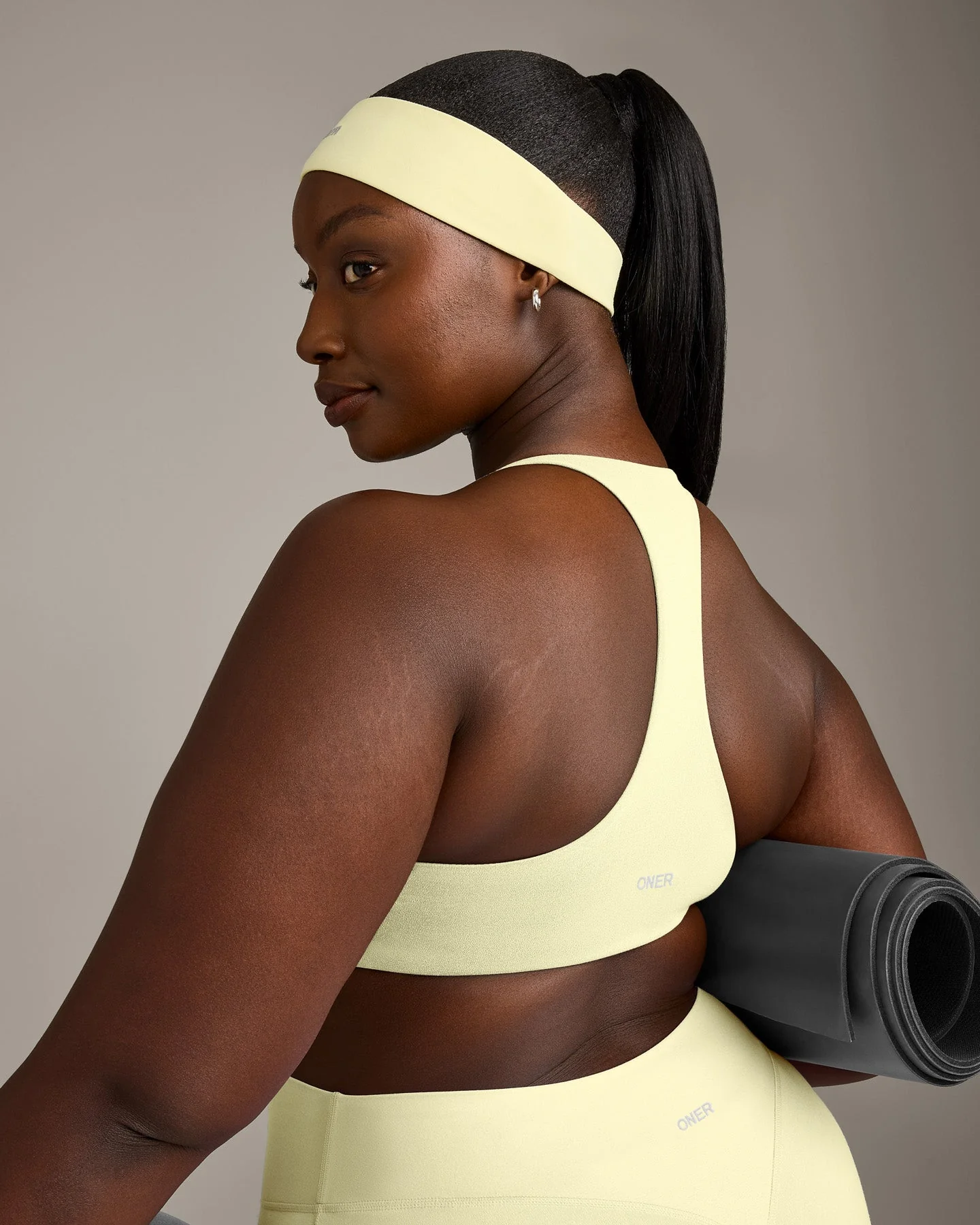 SoftMotion™ Headband with Grey Logo | Pastel Yellow - Image 4
