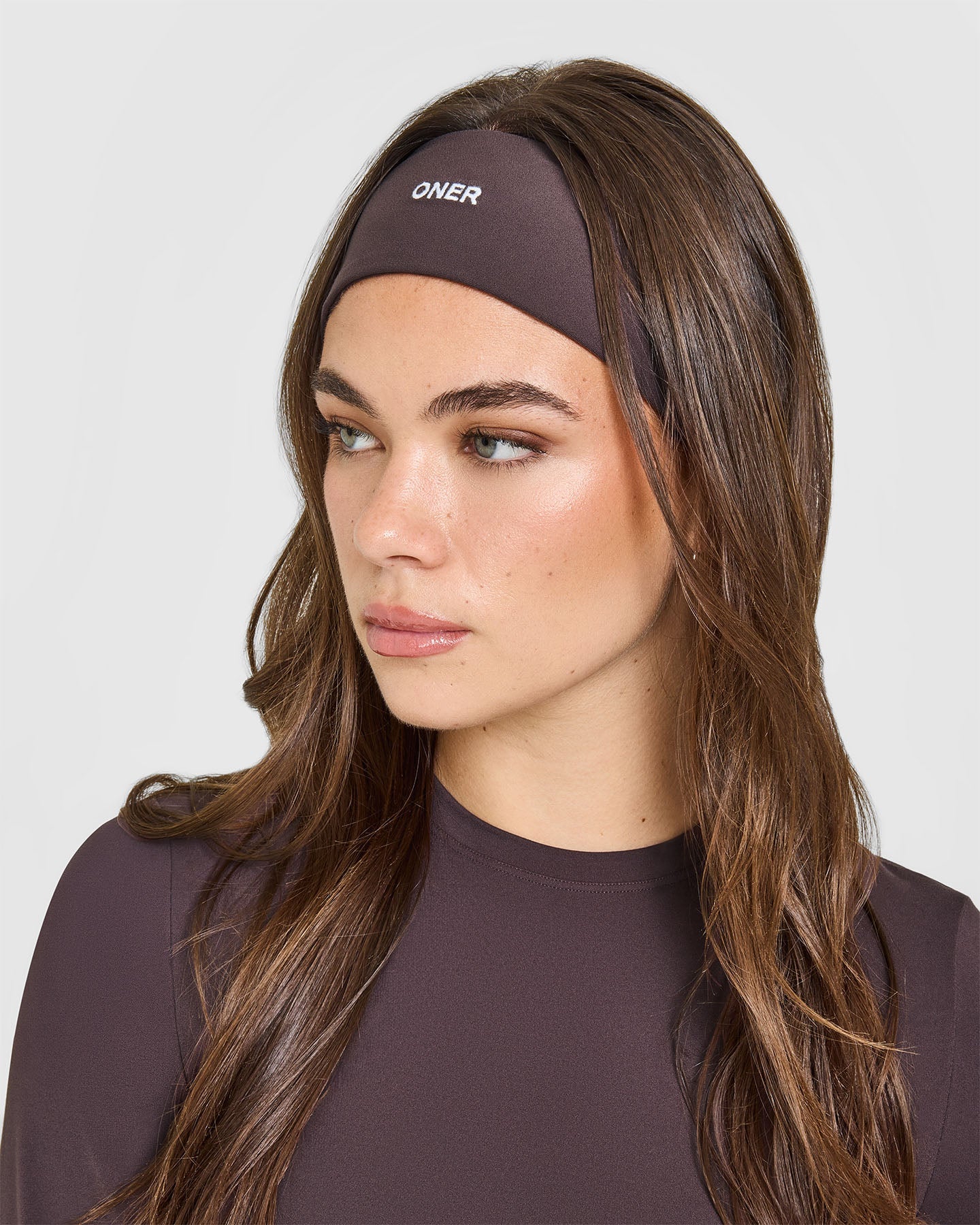 SoftMotion™ Headband with White Logo | Dark Umber Brown - Image 4
