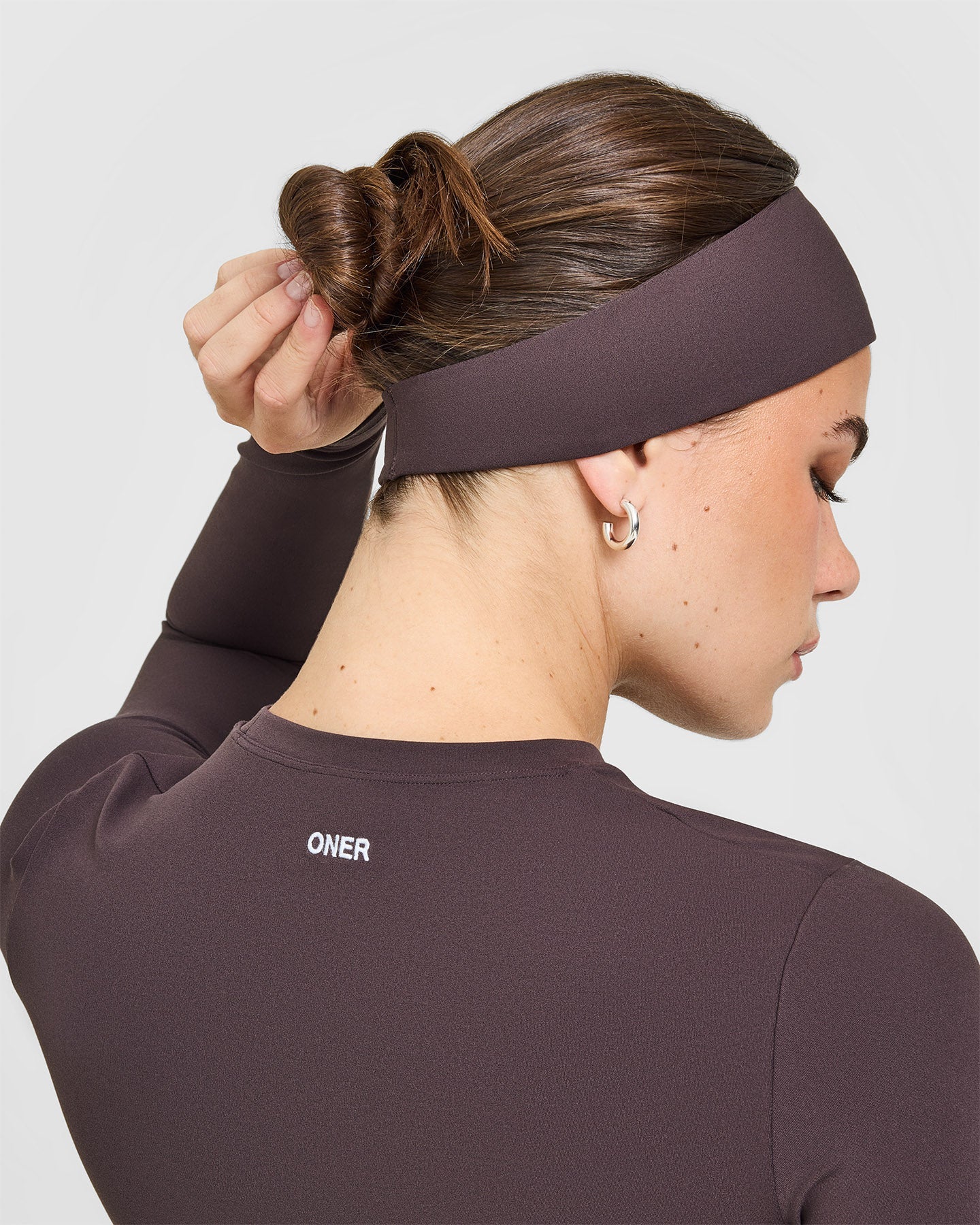 SoftMotion™ Headband with White Logo | Dark Umber Brown - Image 5