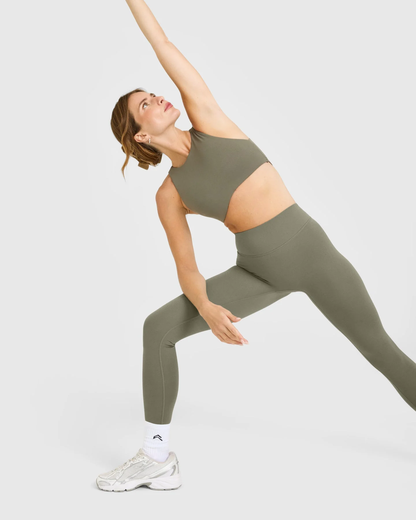 SoftMotion™ High Neck Sports Bra with White Logo | Alpine Green - Image 6