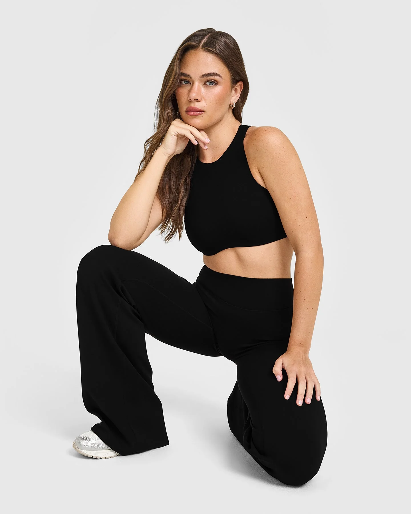 SoftMotion™ High Neck Sports Bra with White Logo | Black - Image 6
