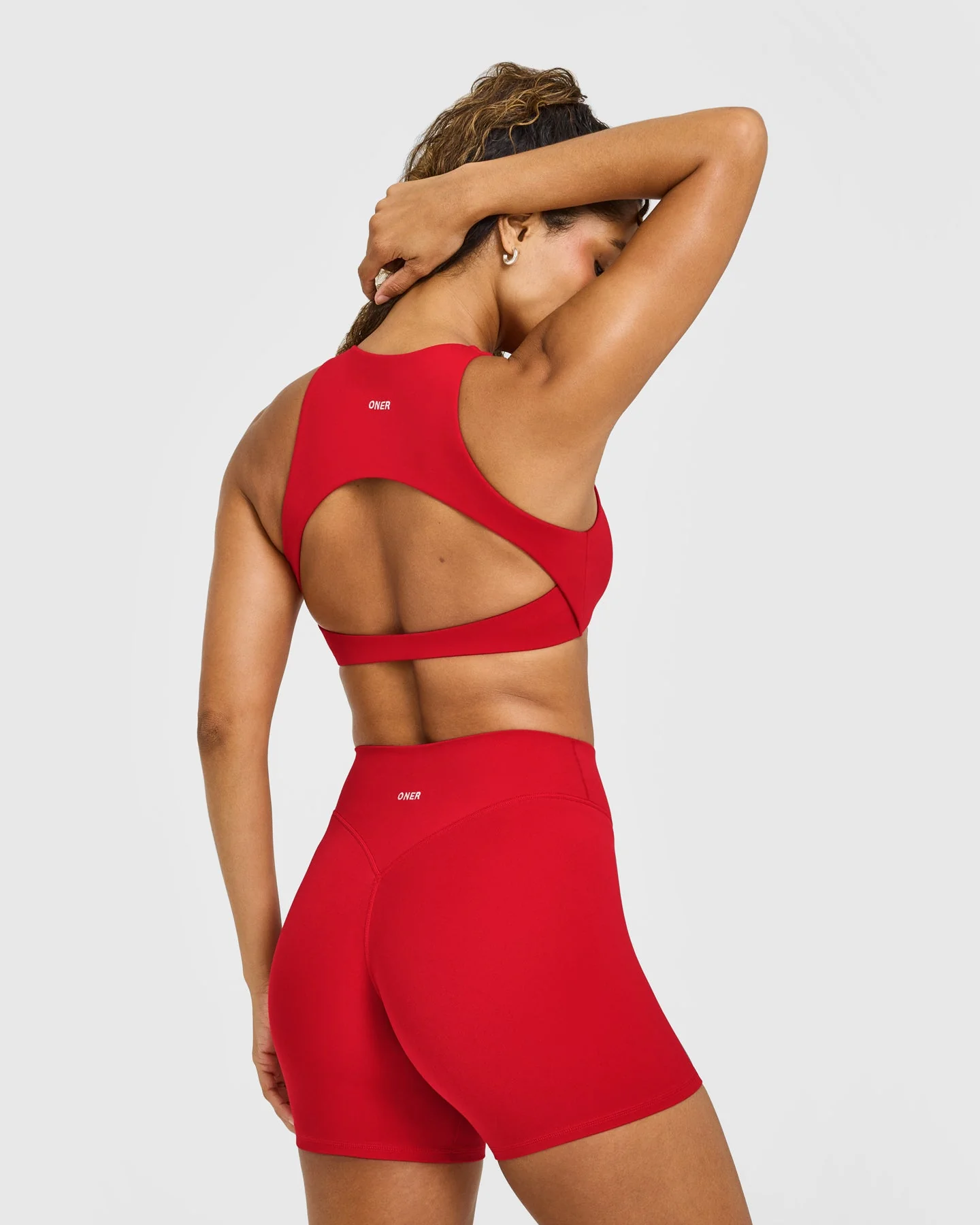 SoftMotion™ High Neck Sports Bra with White Logo | Light Toasted Red - Image 6