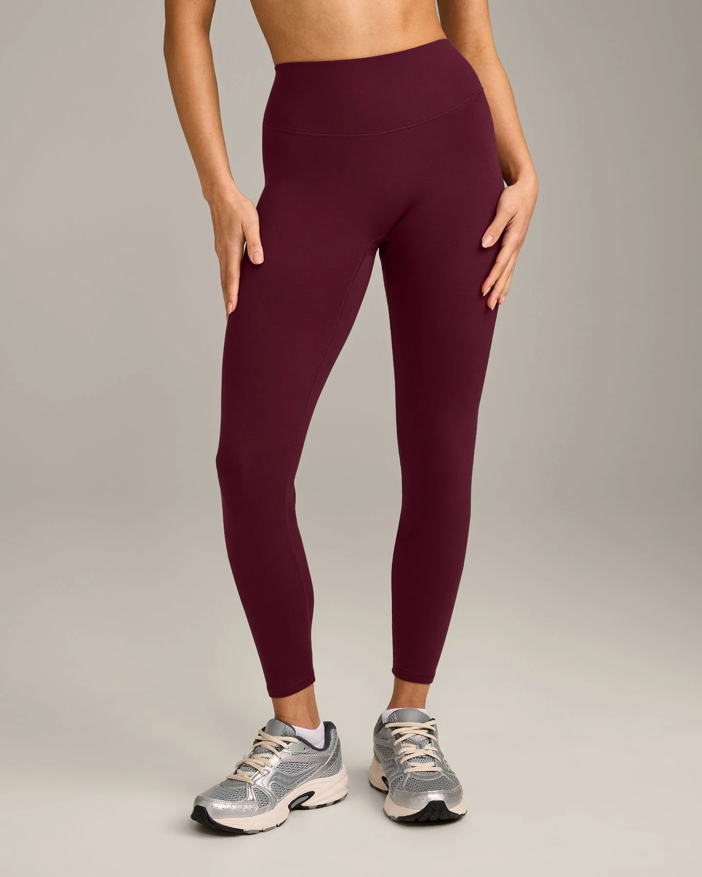 SoftMotion™ High Waisted Leggings with Grey Logo | Cherry Lacquer Purple - Image 6