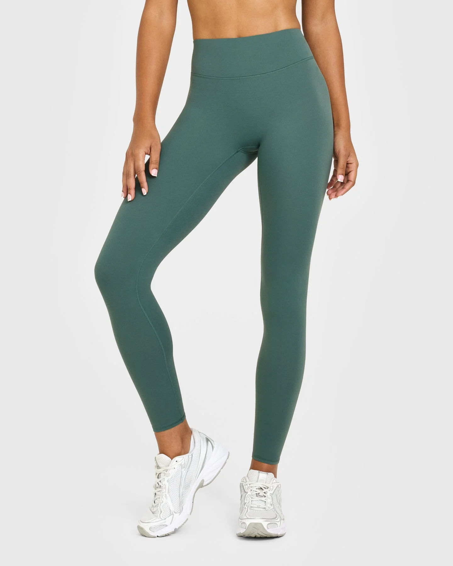 SoftMotion™ High Waisted Leggings with White Logo | Iced Green - Image 2