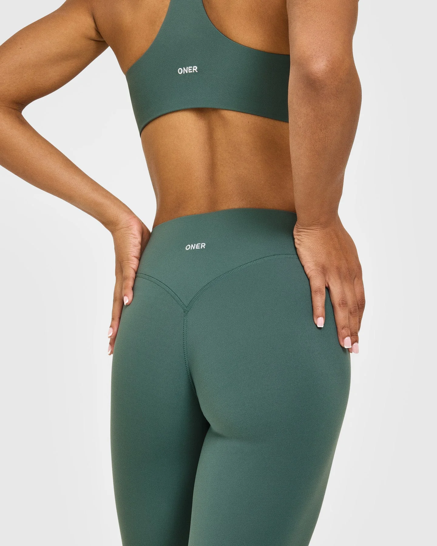 SoftMotion™ High Waisted Leggings with White Logo | Iced Green - Image 4