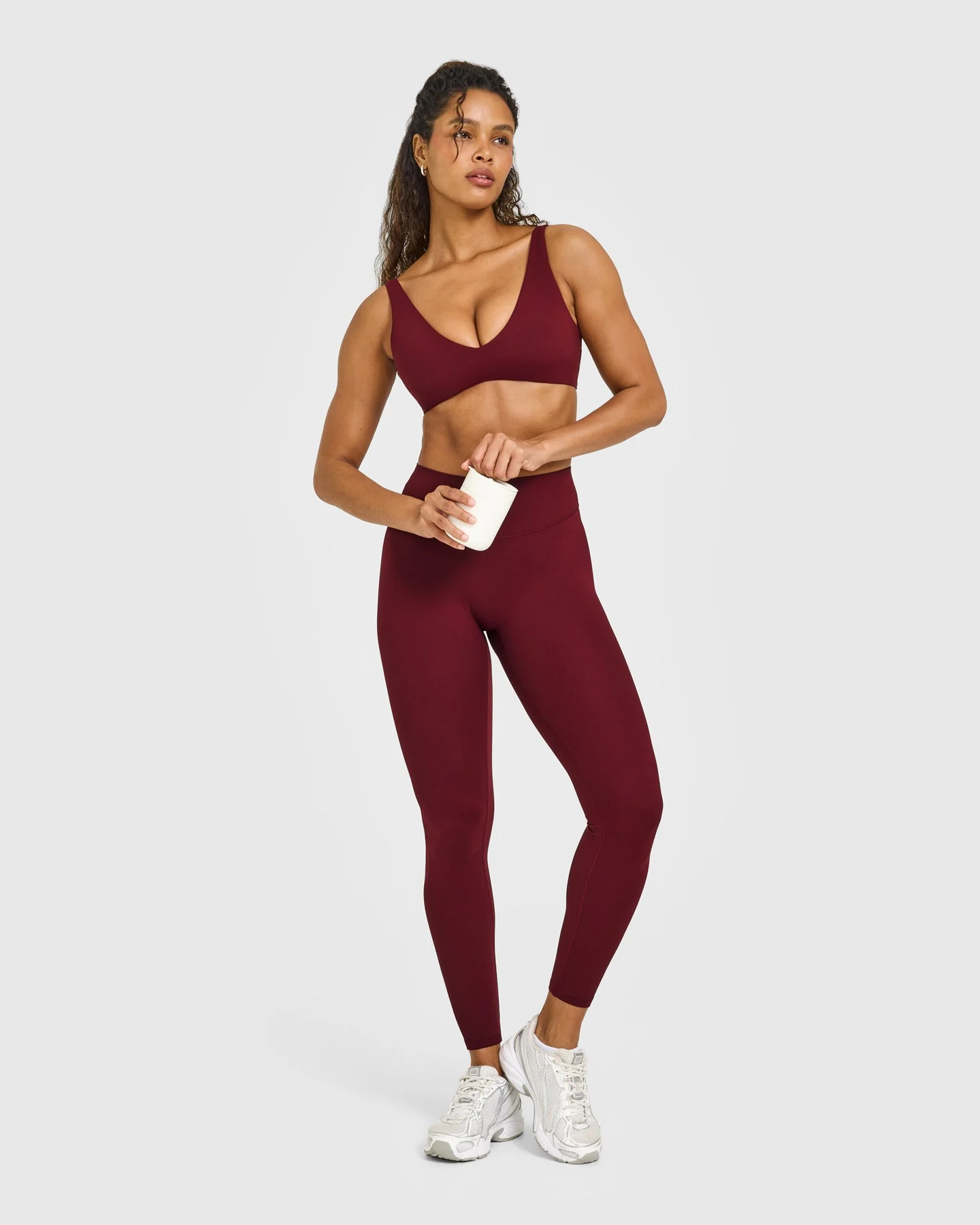 SoftMotion™ High Waisted Leggings with White Logo | Light Rosewood - Image 3