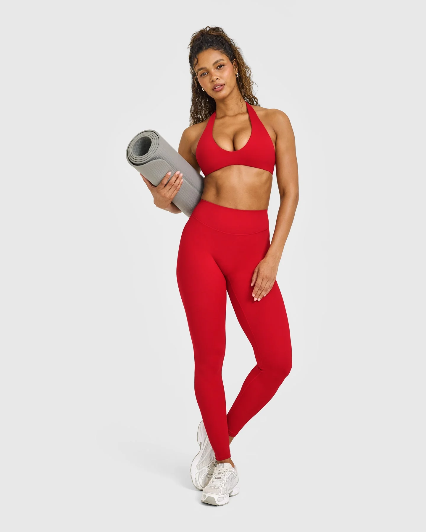 SoftMotion™ High Waisted Leggings with White Logo | Light Toasted Red - Image 3