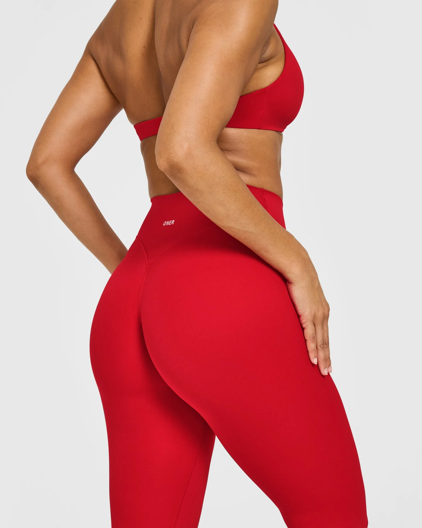 SoftMotion™ High Waisted Leggings with White Logo | Light Toasted Red - Image 4