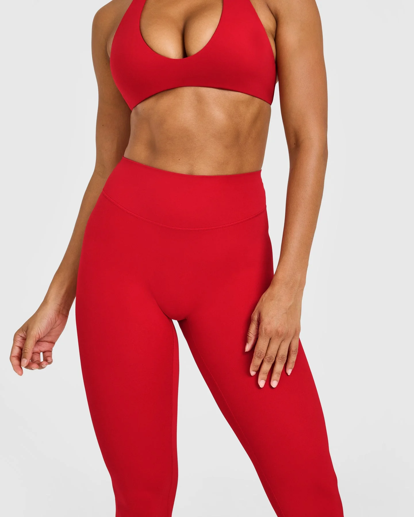SoftMotion™ High Waisted Leggings with White Logo | Light Toasted Red - Image 5
