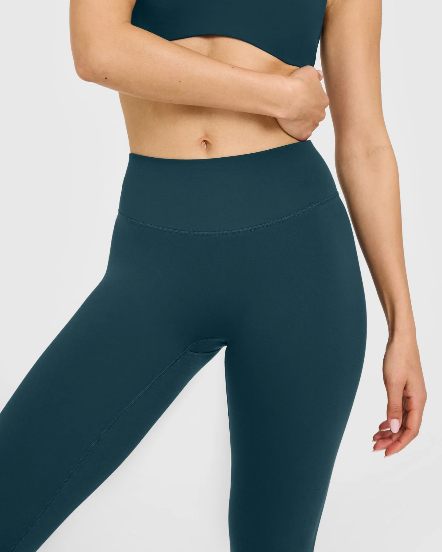 SoftMotion™ High Waisted Leggings with White Logo | Oil Blue - Image 5