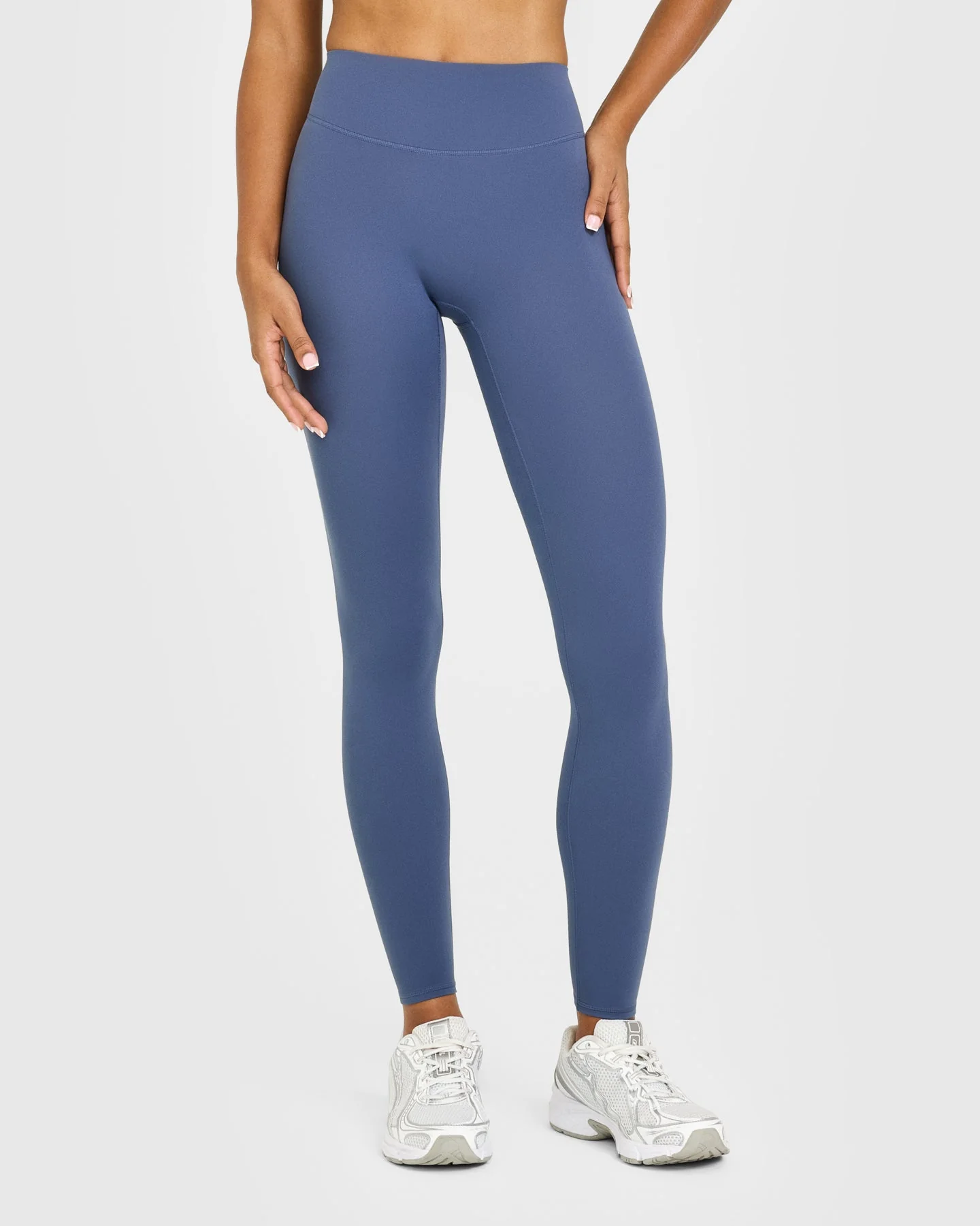 SoftMotion™ High Waisted Leggings with White Logo | Slate Blue - Image 2