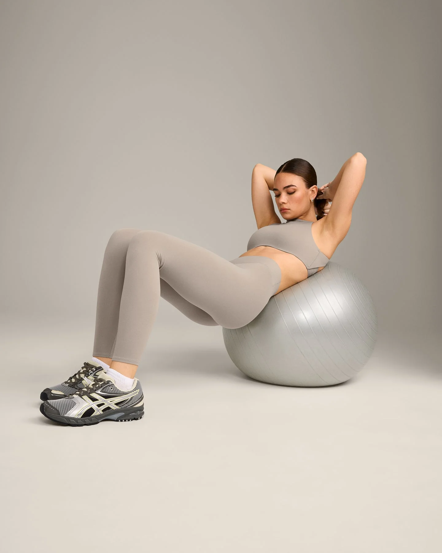 SoftMotion™ High Waisted Leggings with White Logo | Warm Sand - Image 4