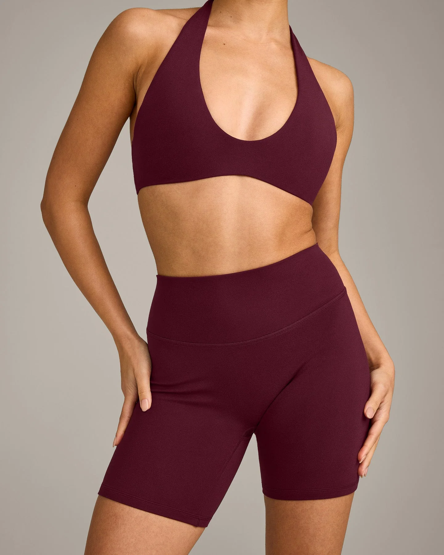 SoftMotion™ High Waisted Shorts 6" with Grey Logo | Cherry Lacquer Purple - Image 5