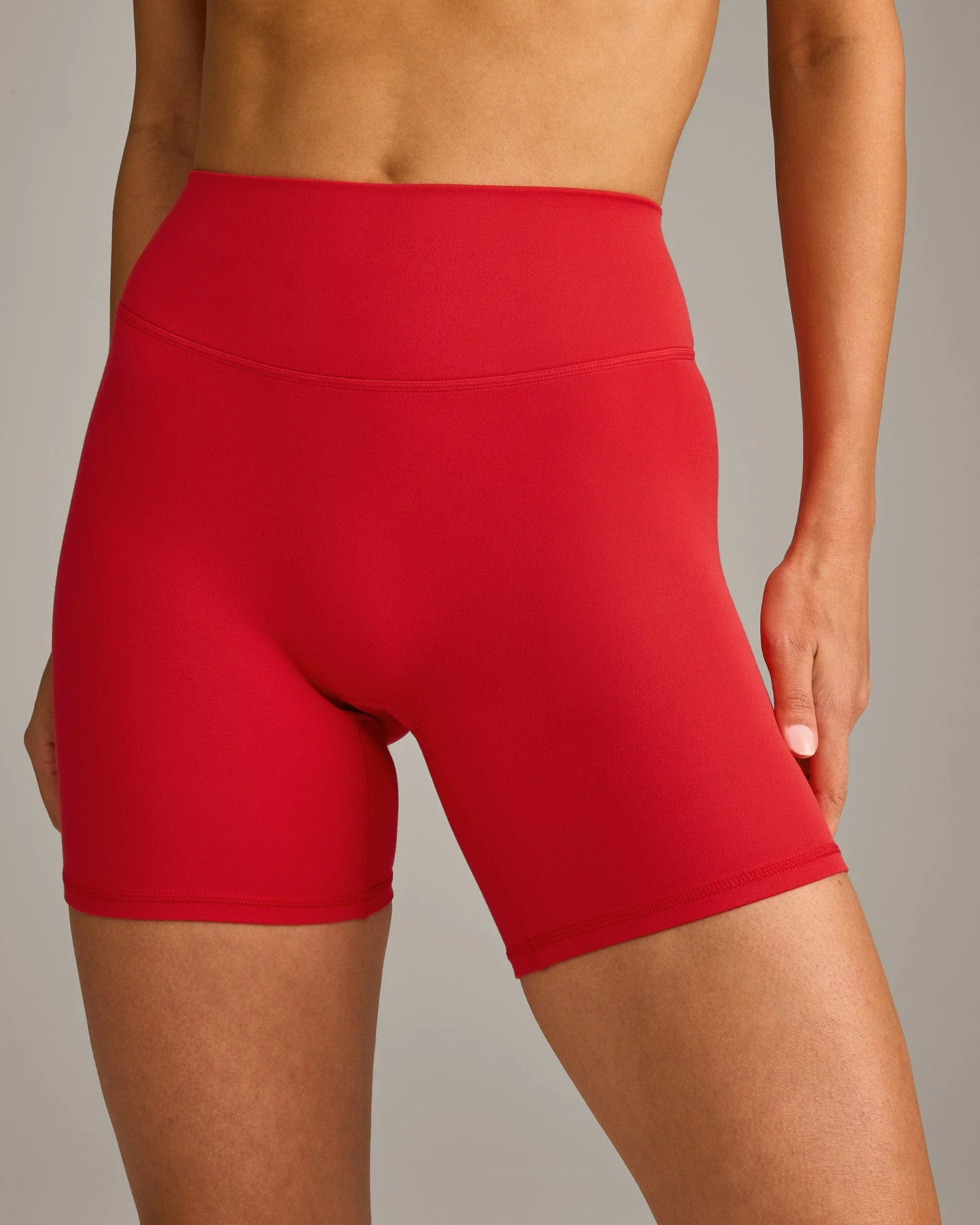 SoftMotion™ High Waisted Shorts 6" with Grey Logo | Fiery Red - Image 5