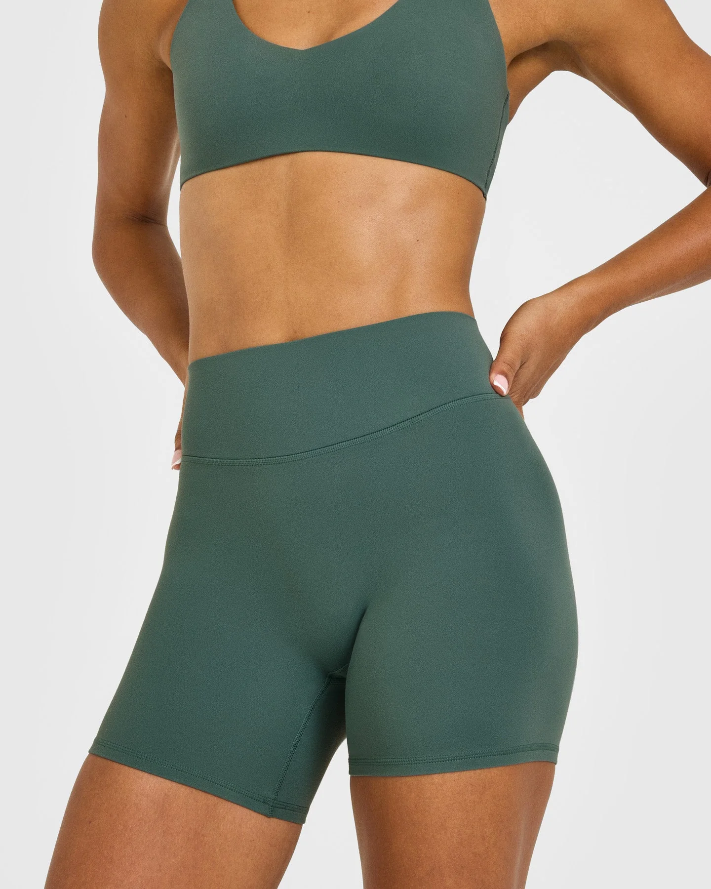 SoftMotion™ High Waisted Shorts 6" with White Logo | Iced Green - Image 5