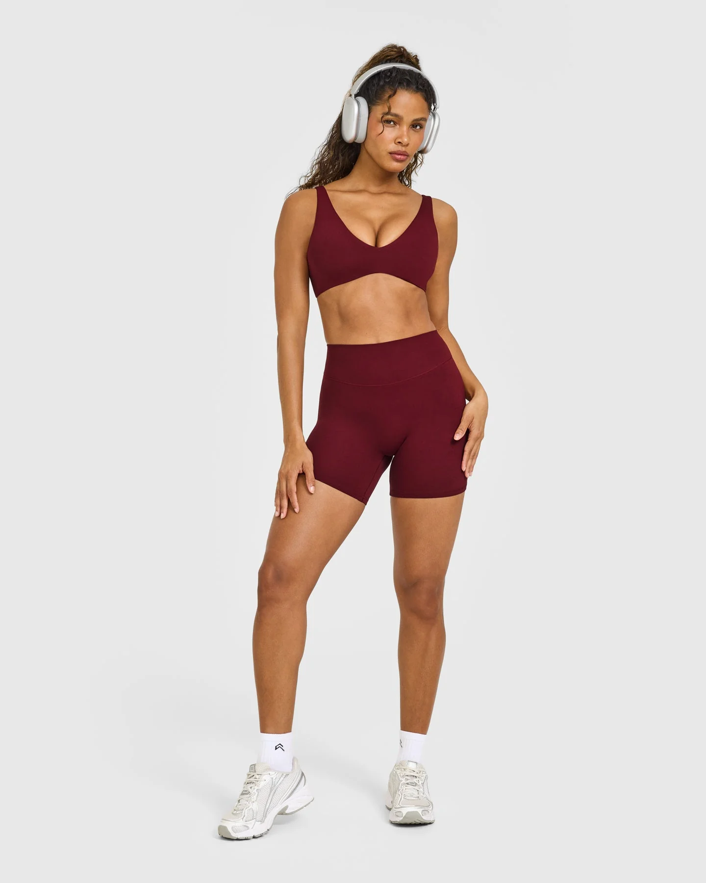 SoftMotion™ High Waisted Shorts 6" with White Logo | Light Rosewood - Image 3