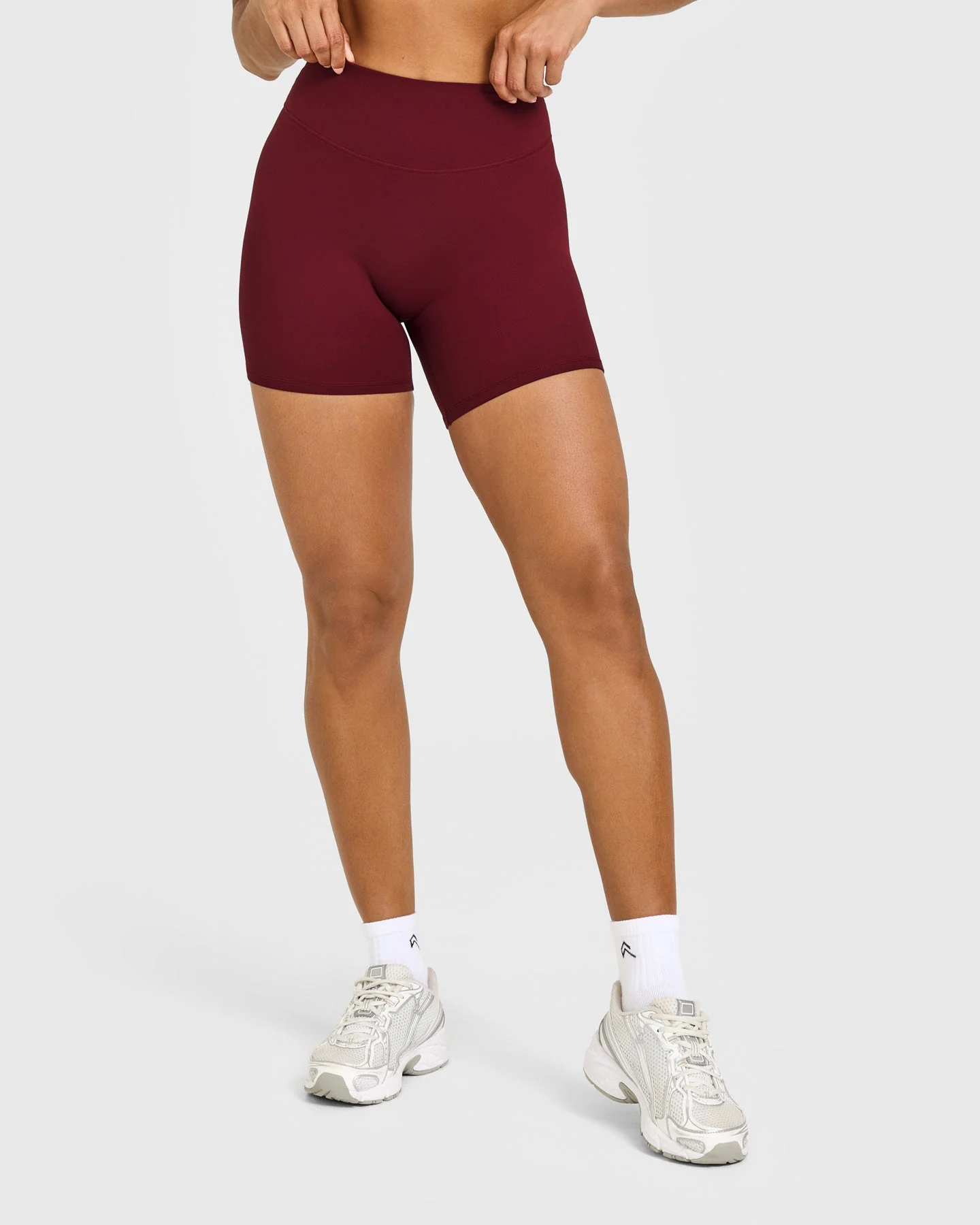 SoftMotion™ High Waisted Shorts 6" with White Logo | Light Rosewood - Image 6