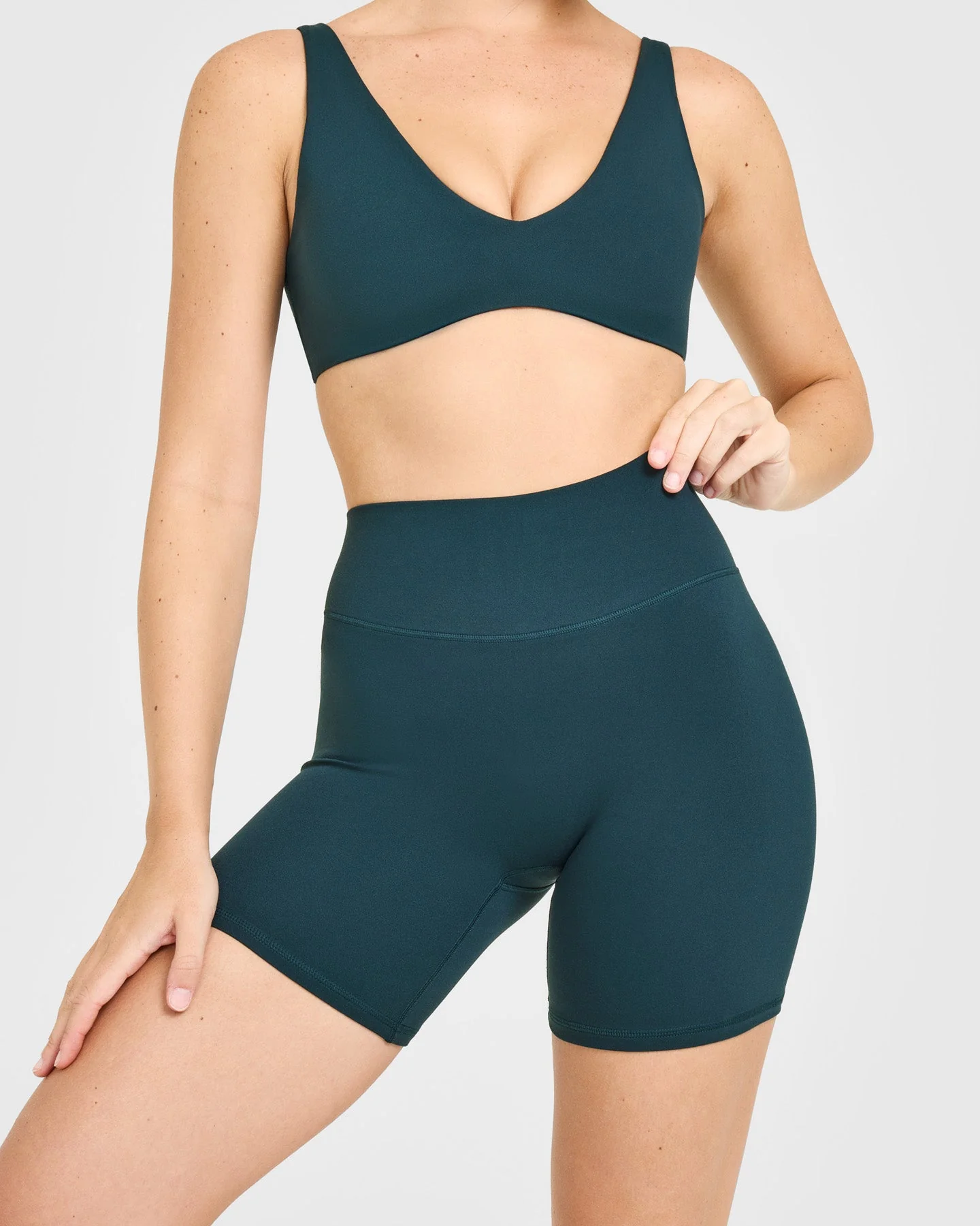 SoftMotion™ High Waisted Shorts 6" with White Logo | Oil Blue - Image 4