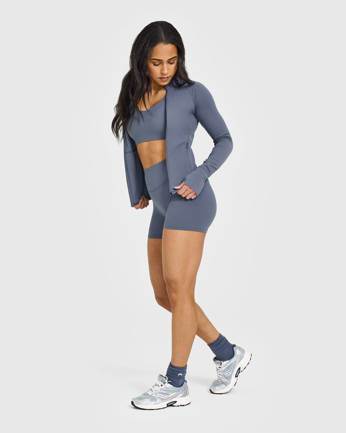 SoftMotion™ Jacket with White Logo | Granite Blue - Image 3